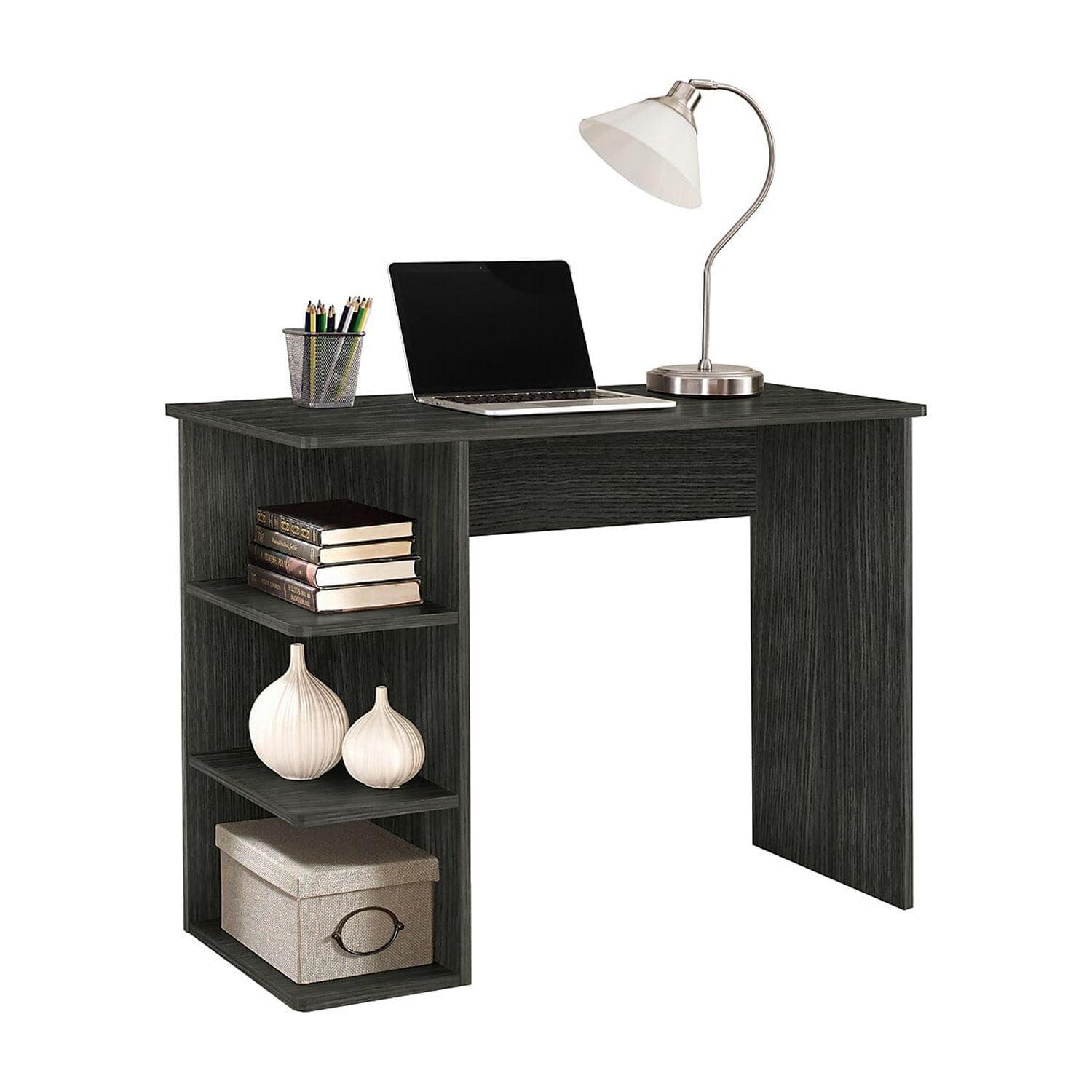 Gray Laminate Student Desk with Bookcase and Shelves