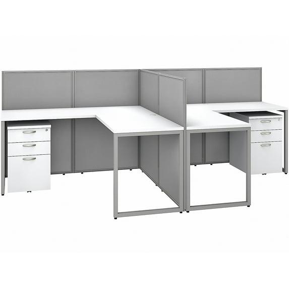 Bush Business Furniture Easy Office L-Shaped 2 Person Benching Workstation with Cable Management