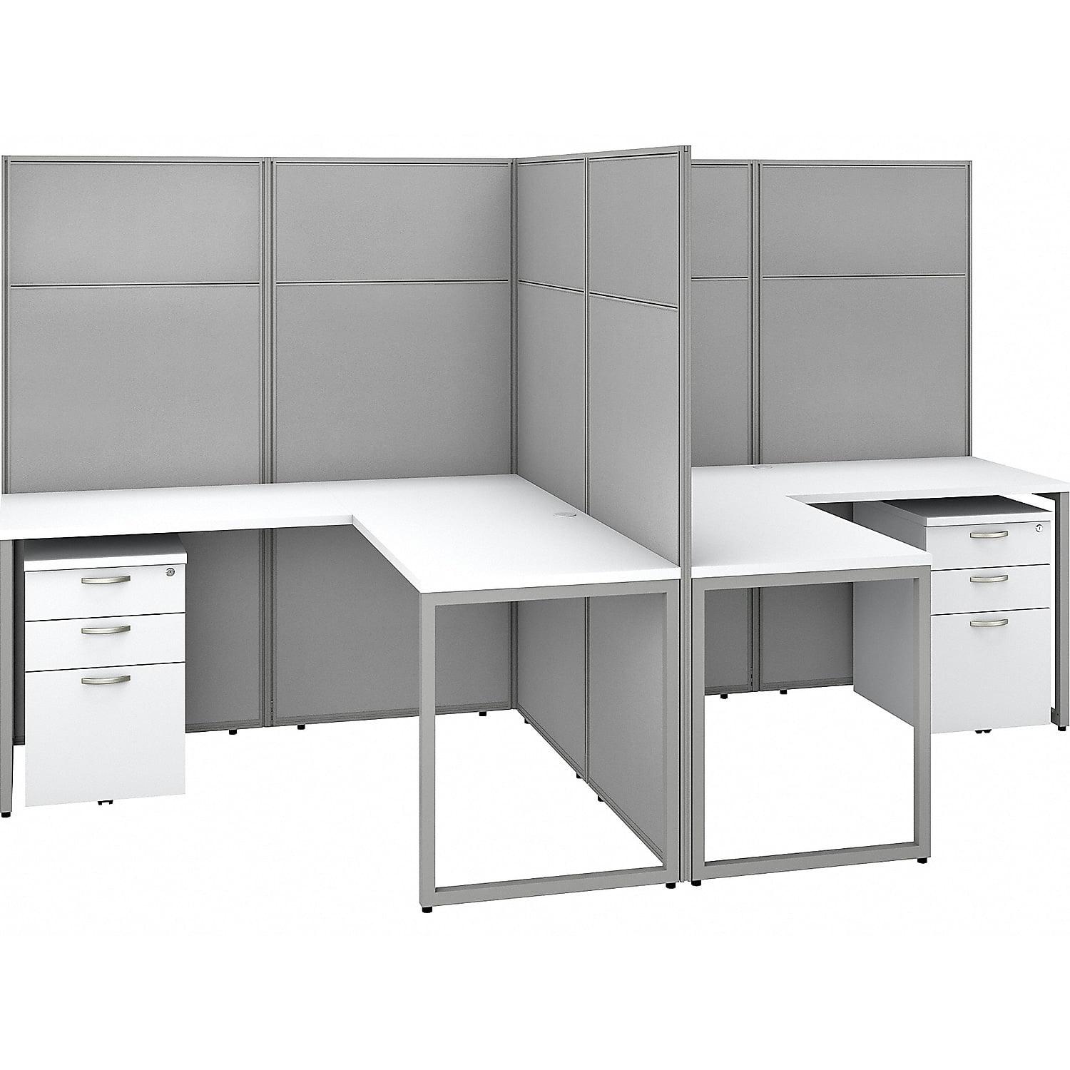 Pure White and Silver Gray 9-Piece Office Furniture Set