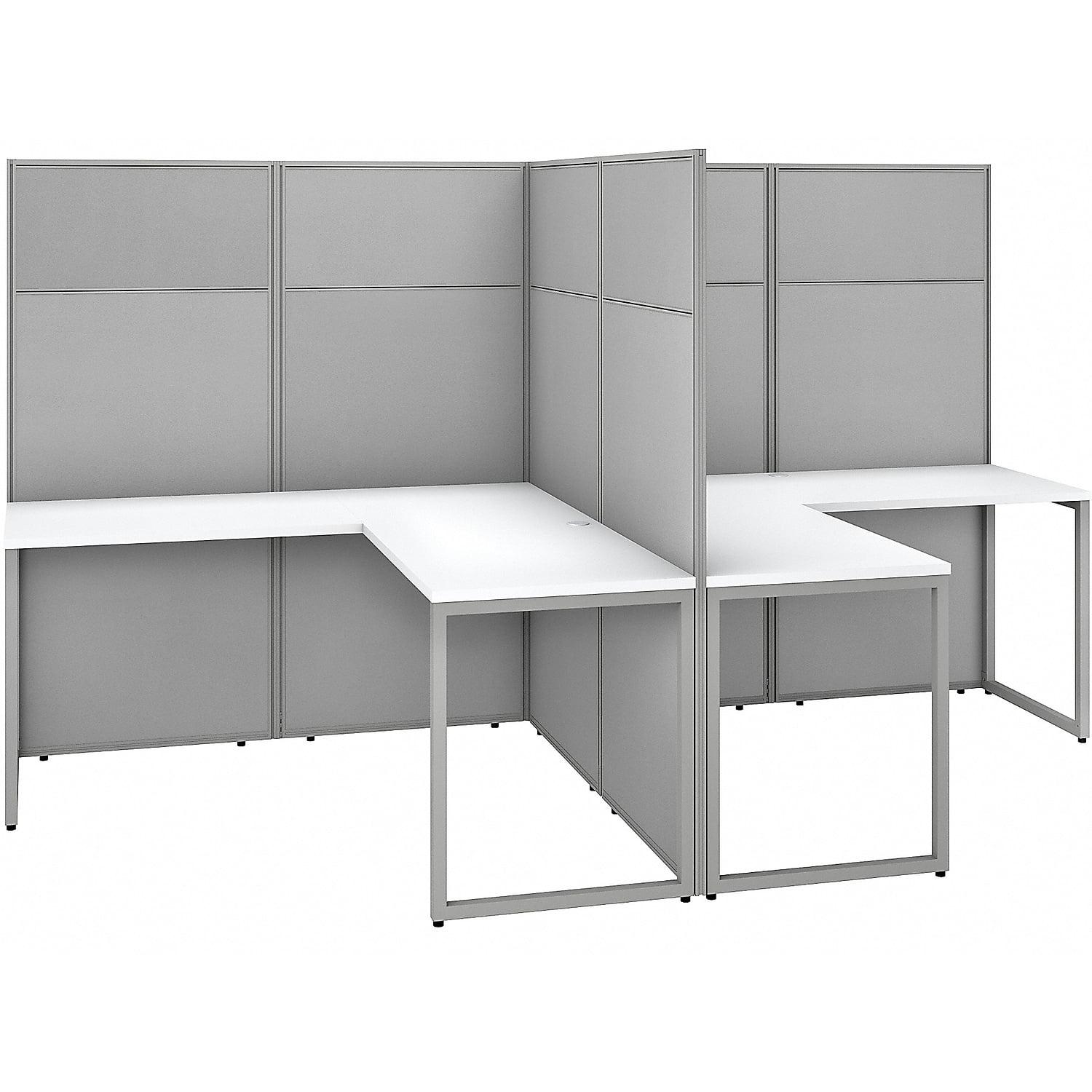 Pure White and Silver Gray 7-Piece Office Cubicle Desk Set