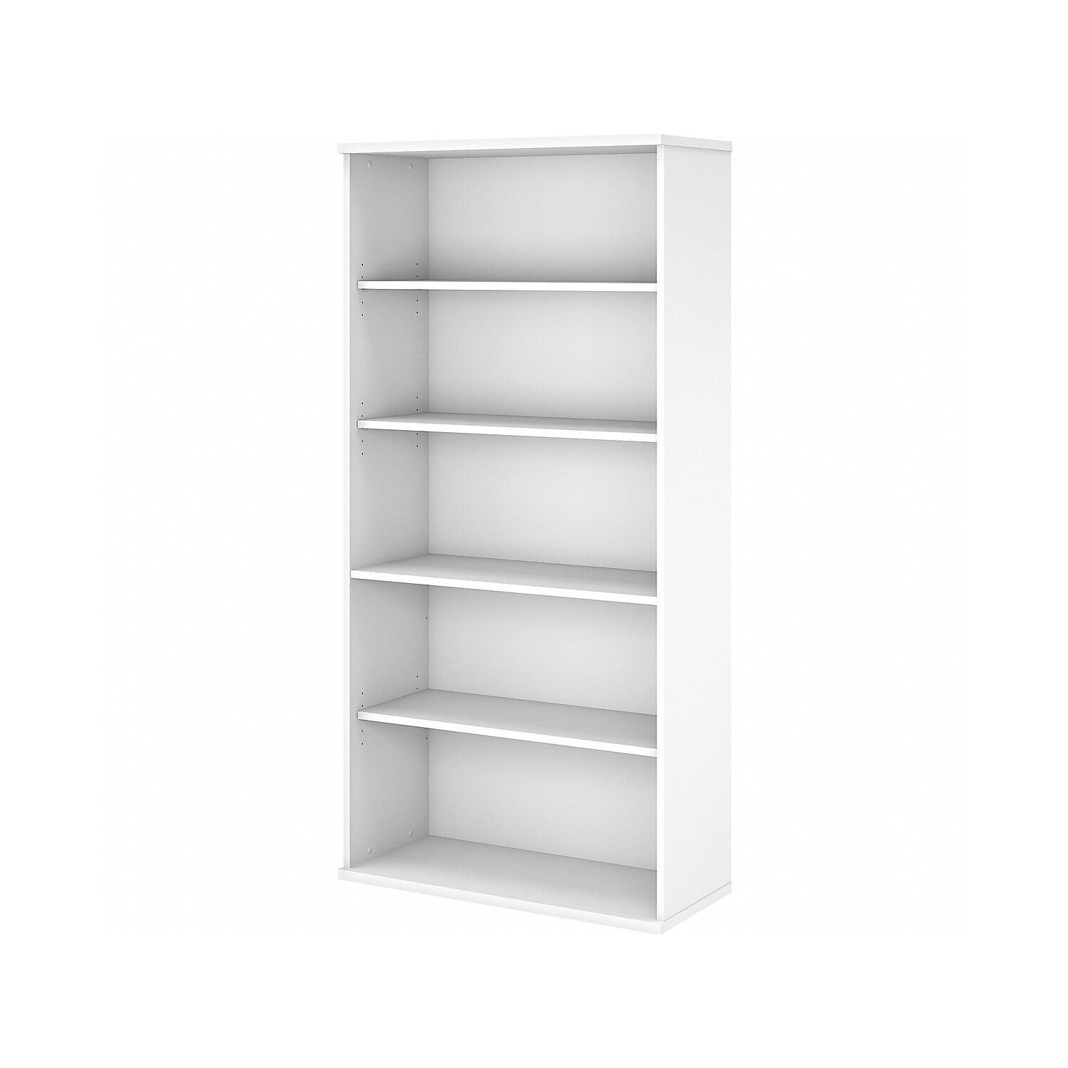 Pure White Contemporary 5-Shelf Adjustable Bookcase in Laminated Engineered Wood