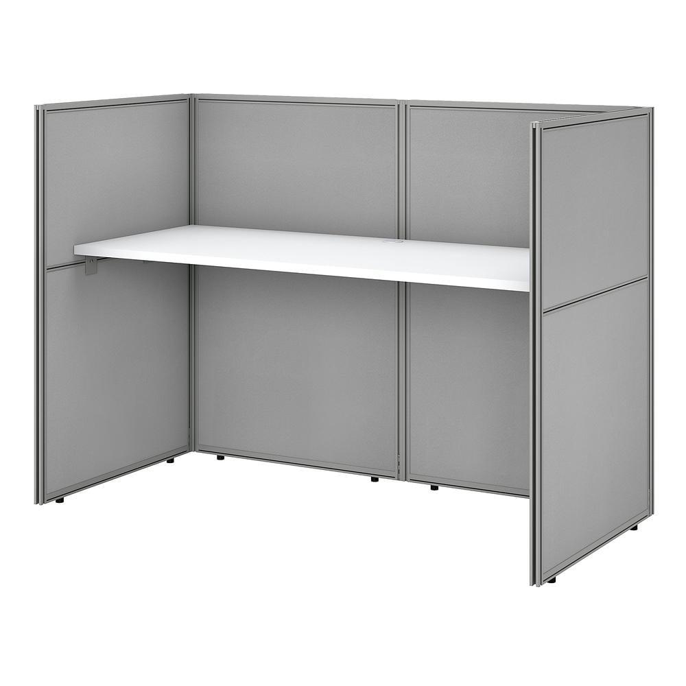 Pure White 60" Metal Cubicle Desk Workstation with Privacy Panels