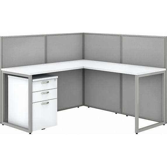 Bush Business Furniture Easy Office L-Shaped 2 Person Benching Workstation with Cable Management