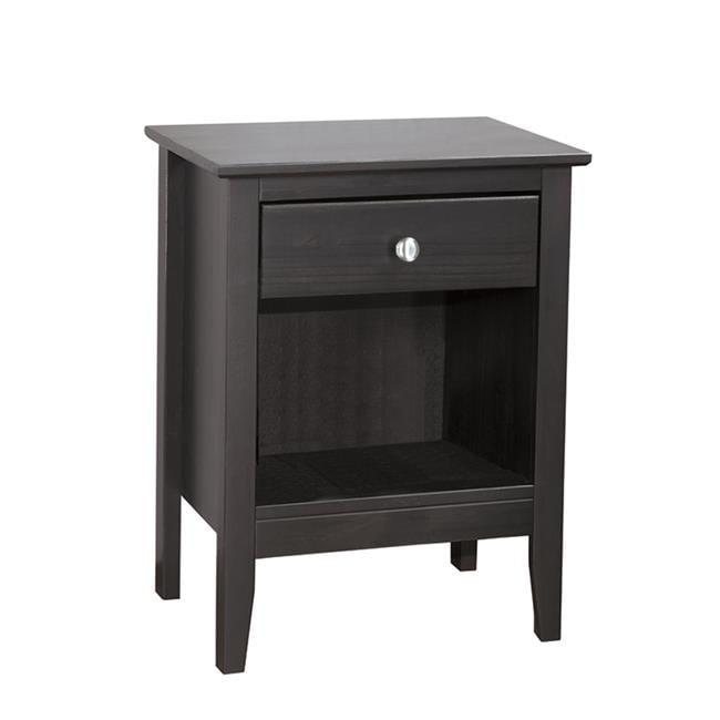 Espresso Solid Pine 1-Drawer Nightstand with Cubby