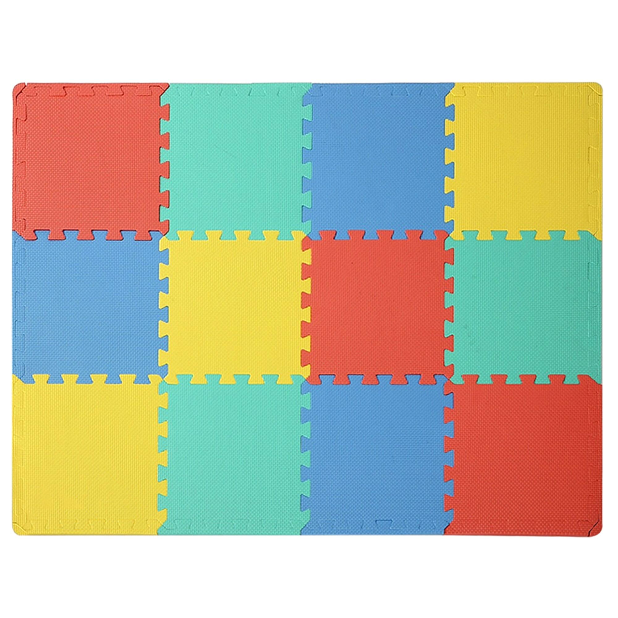 Easy Playhouse: Soft Foam Floor Puzzle Tiles – 12 Mats + 14 Borders for Kids & Adults Rooms