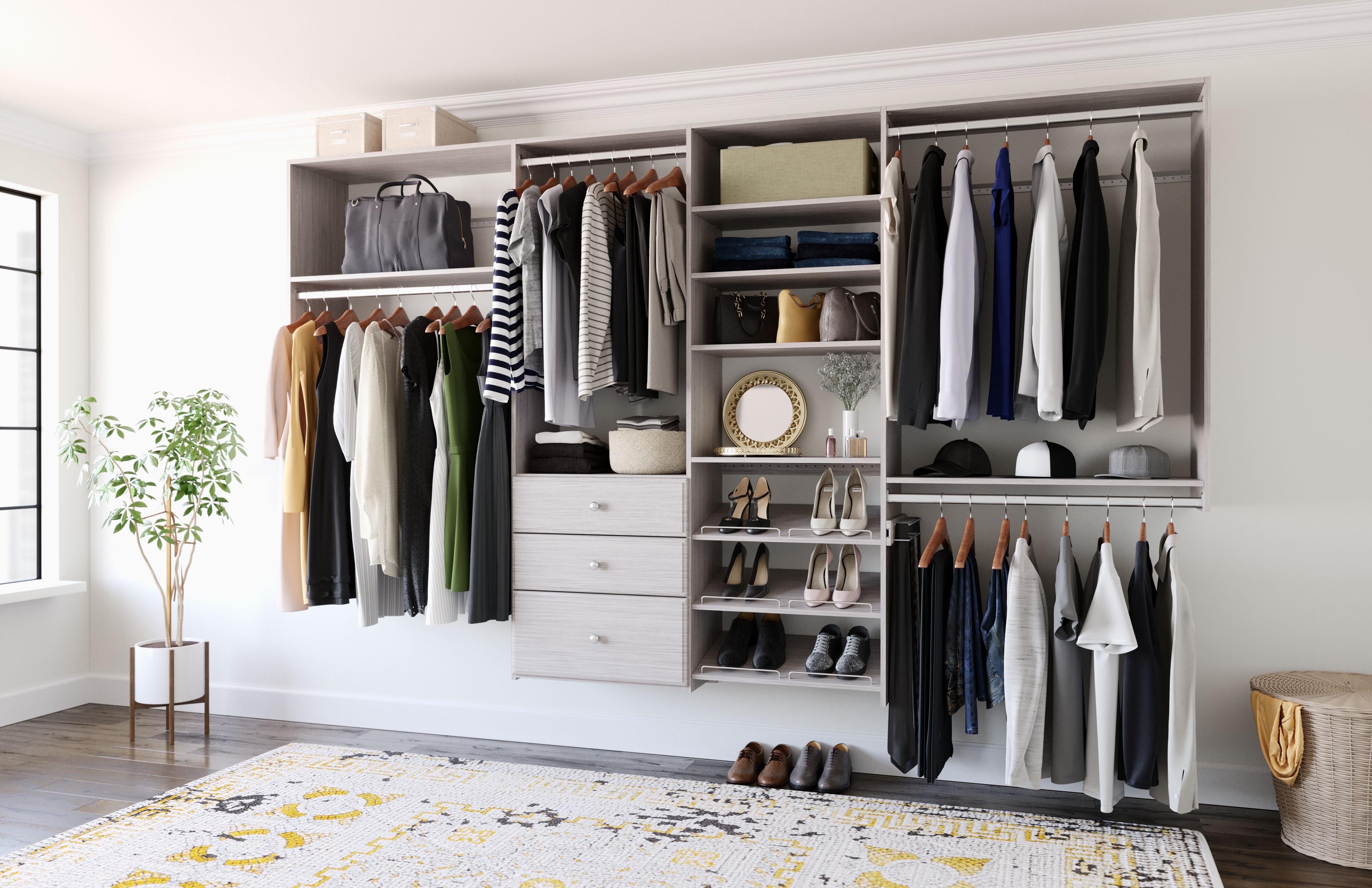 Easy Track Wood Laminate Dual Tower Closet Organizer