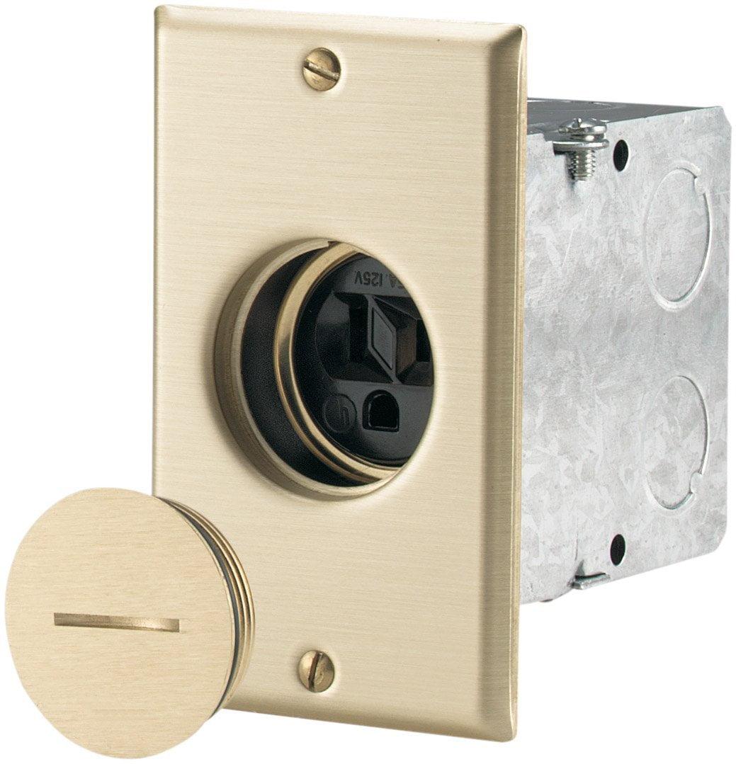 Brass Tamper Resistant Floor Box Receptacle with Steel Back Box