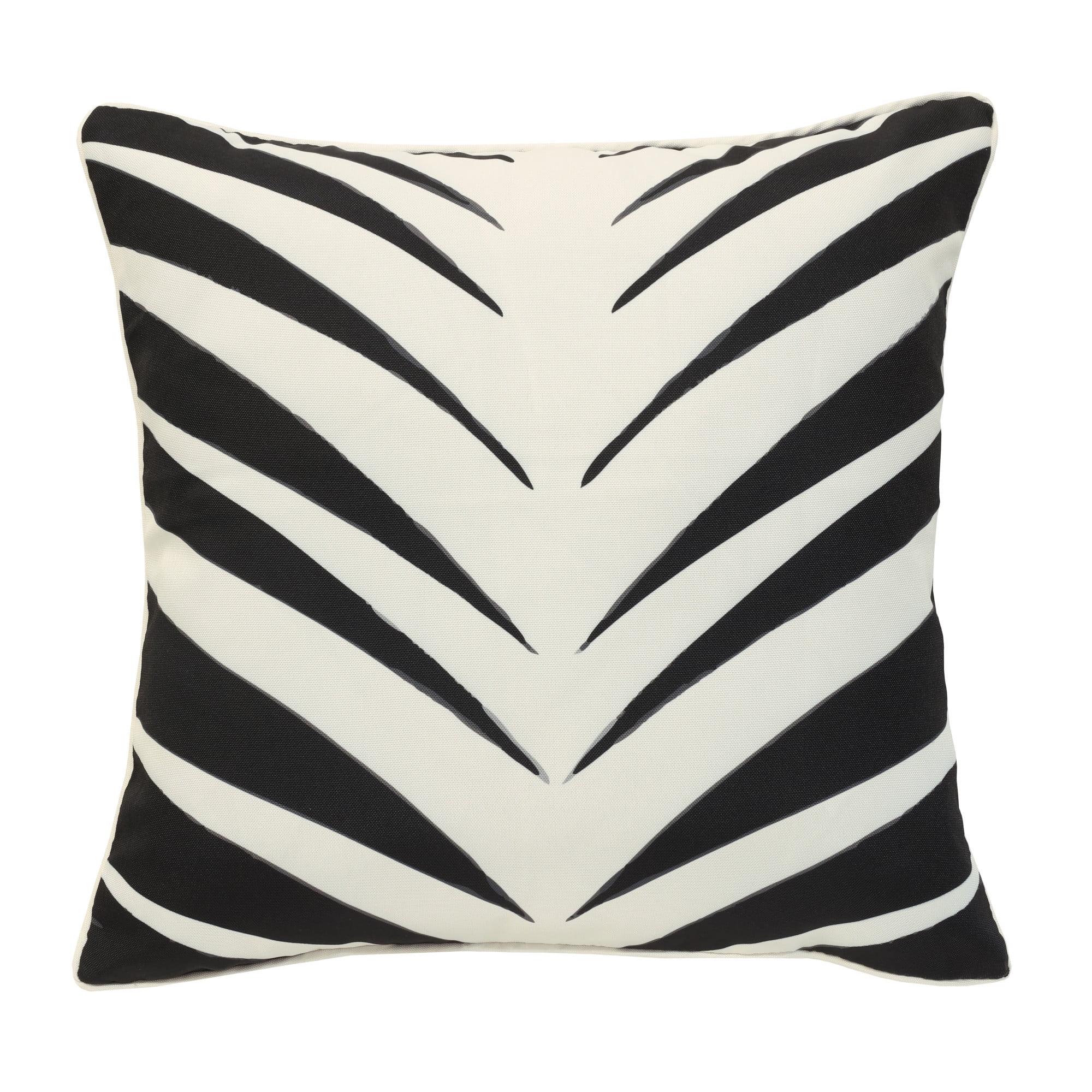 Ebony Zebra Print 18" Square Outdoor Pillow