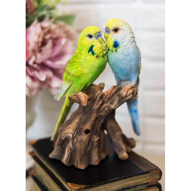 Hi-Line Gift Ltd. Motion Activated Singing Couple Budgerigar on Stump