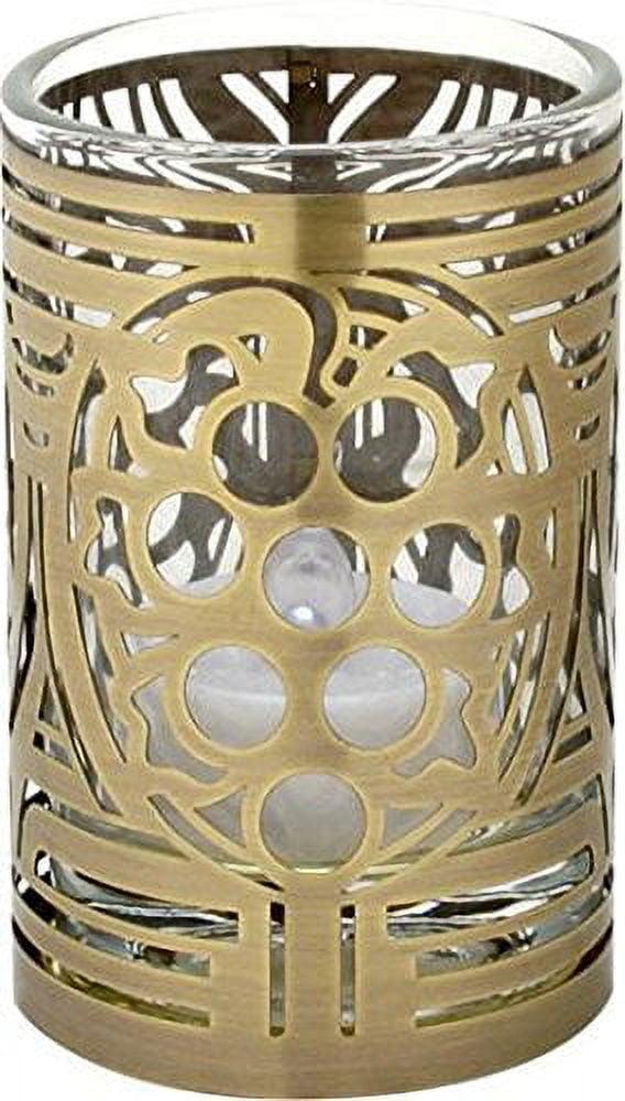 Tiffany Style Brass and Glass Votive Holder