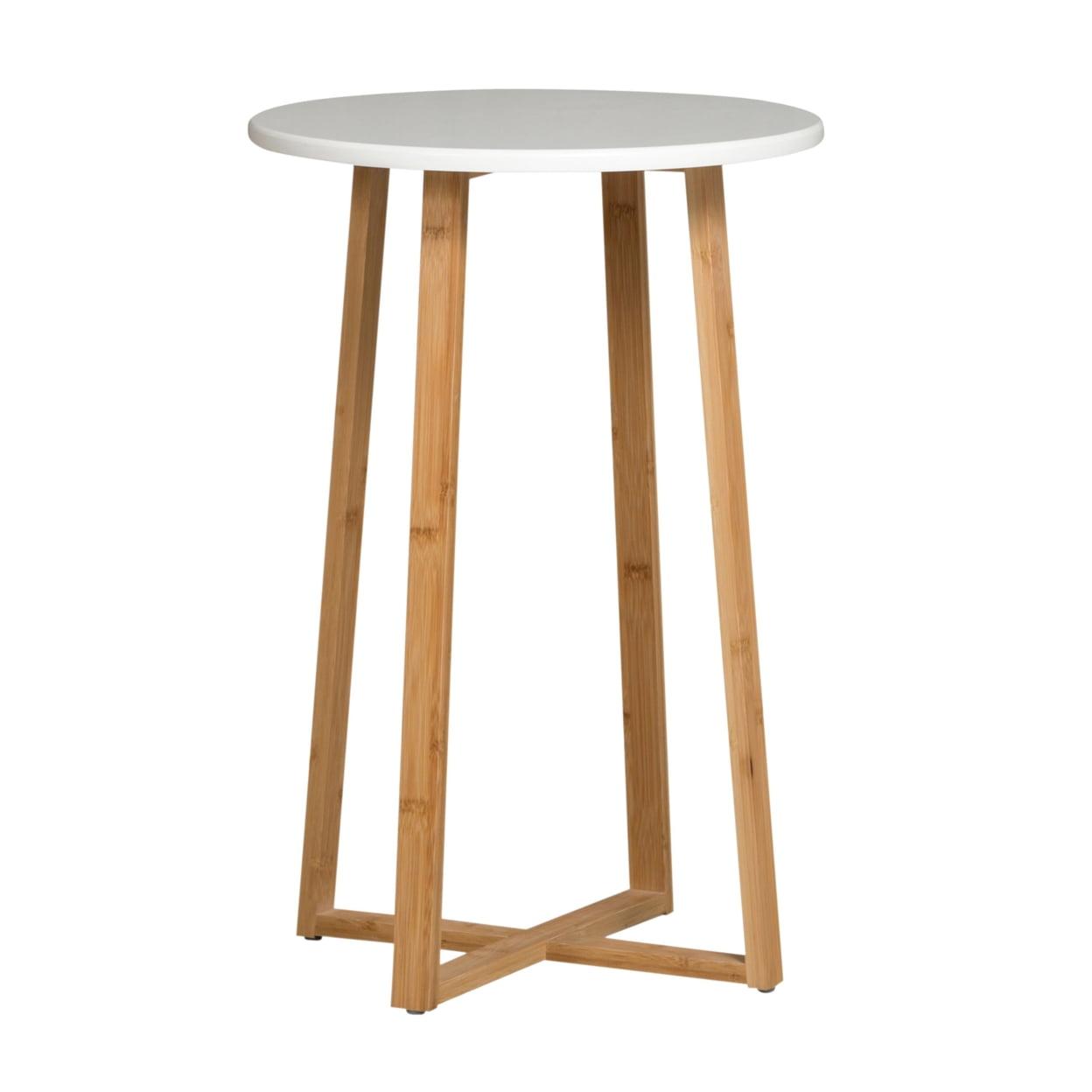 Eccostyle Solid Bamboo Frame Round Plant Table - White