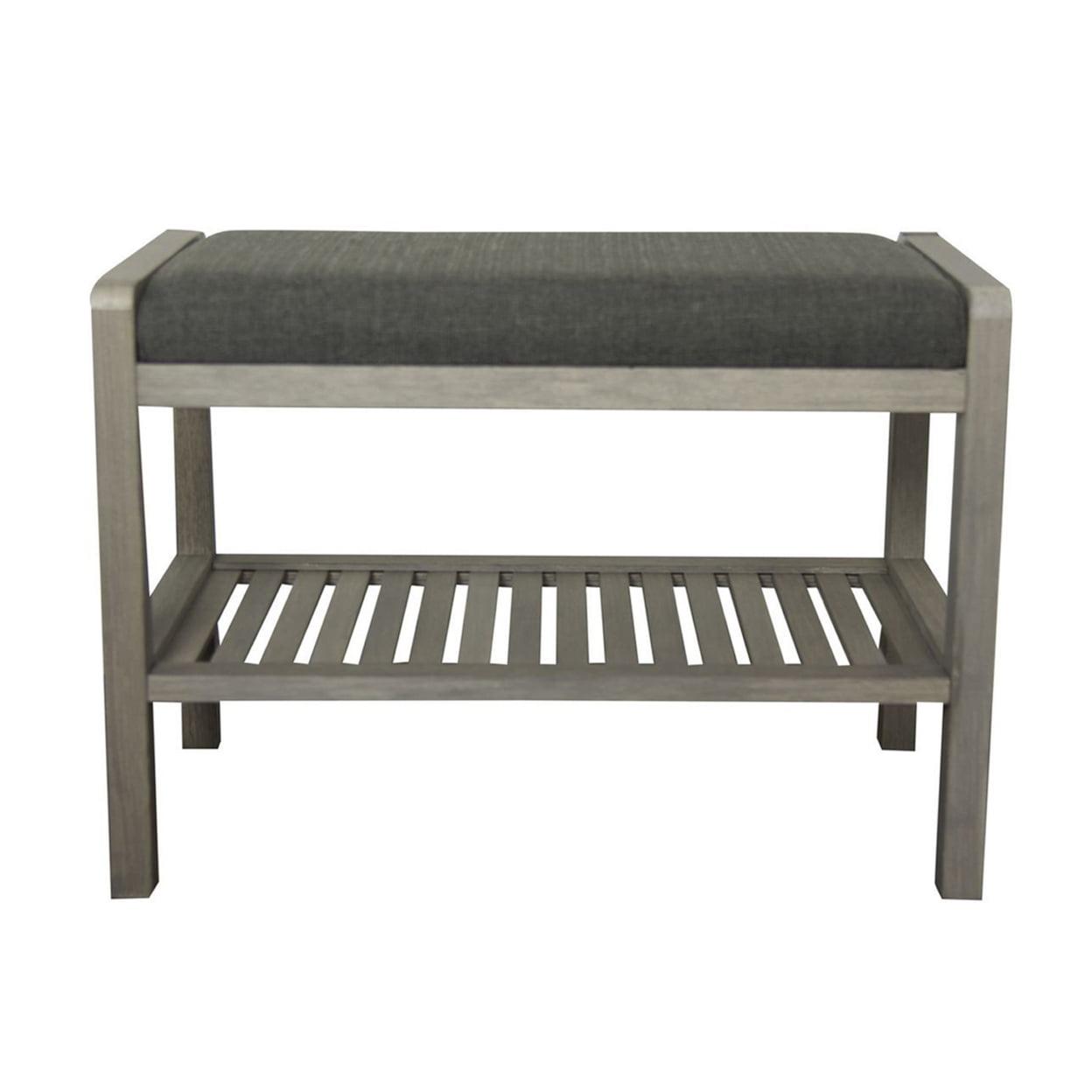 Brushed Gray Solid Bamboo Versatile Storage Bench