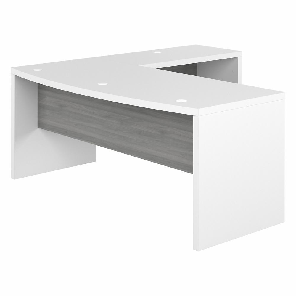 Contemporary White & Gray L-Shaped Desk with Filing Cabinet