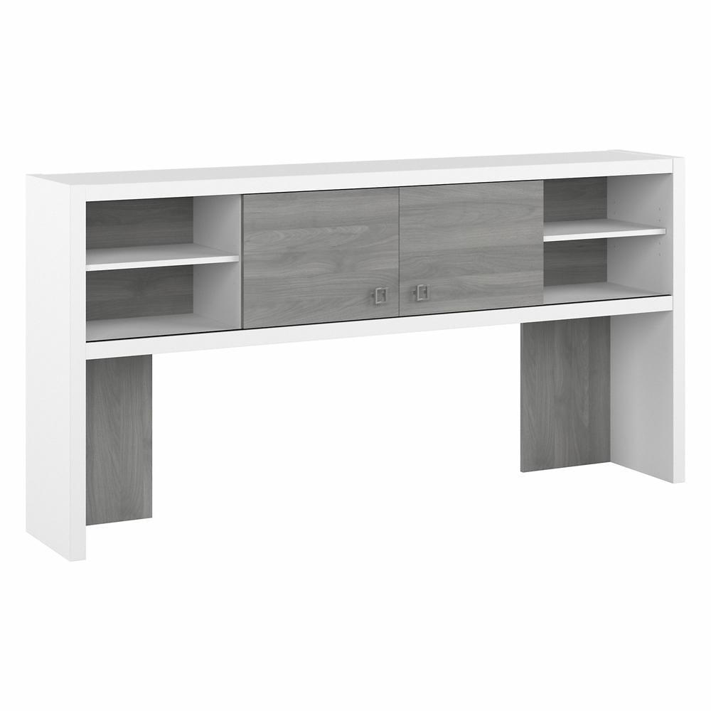 Echo 72" Pure White and Gray Engineered Wood Desk Hutch