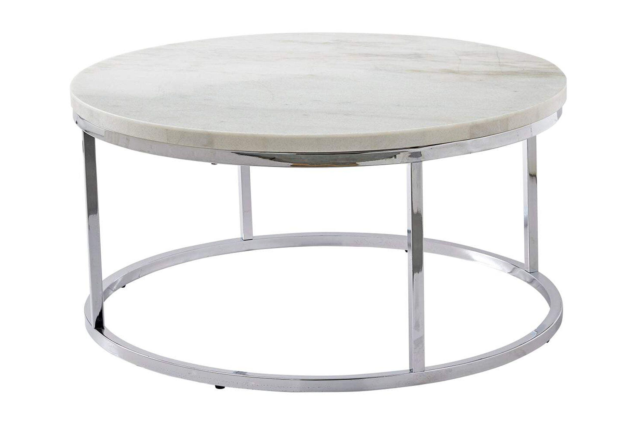 Echo Round Cocktail Table White - Steve Silver Co.: Chrome Base, 36" Modern Design