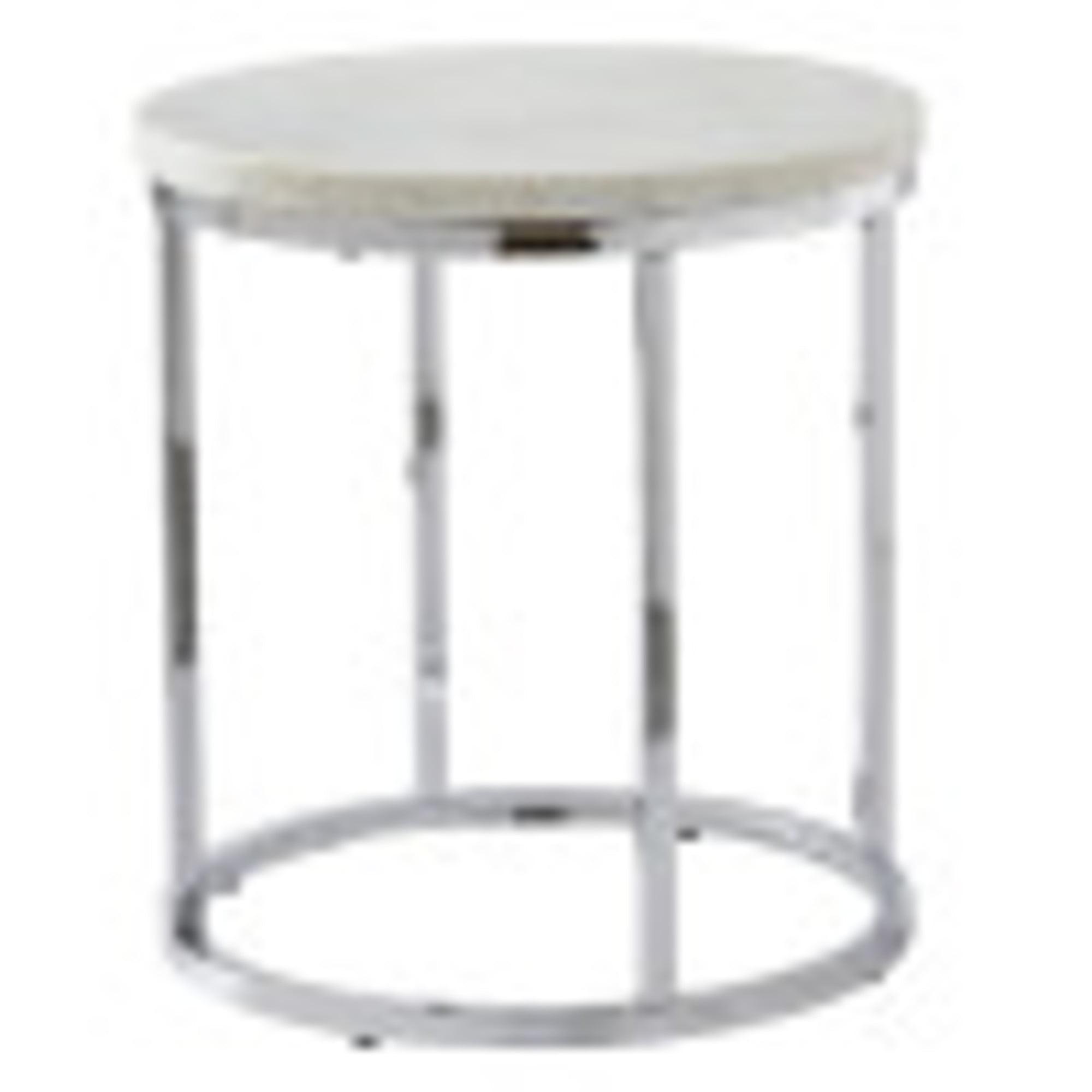 Echo Round End Table White - Steve Silver Co.: Chrome Base, 22" Marble Top, Contemporary Design, No Tools Assembly