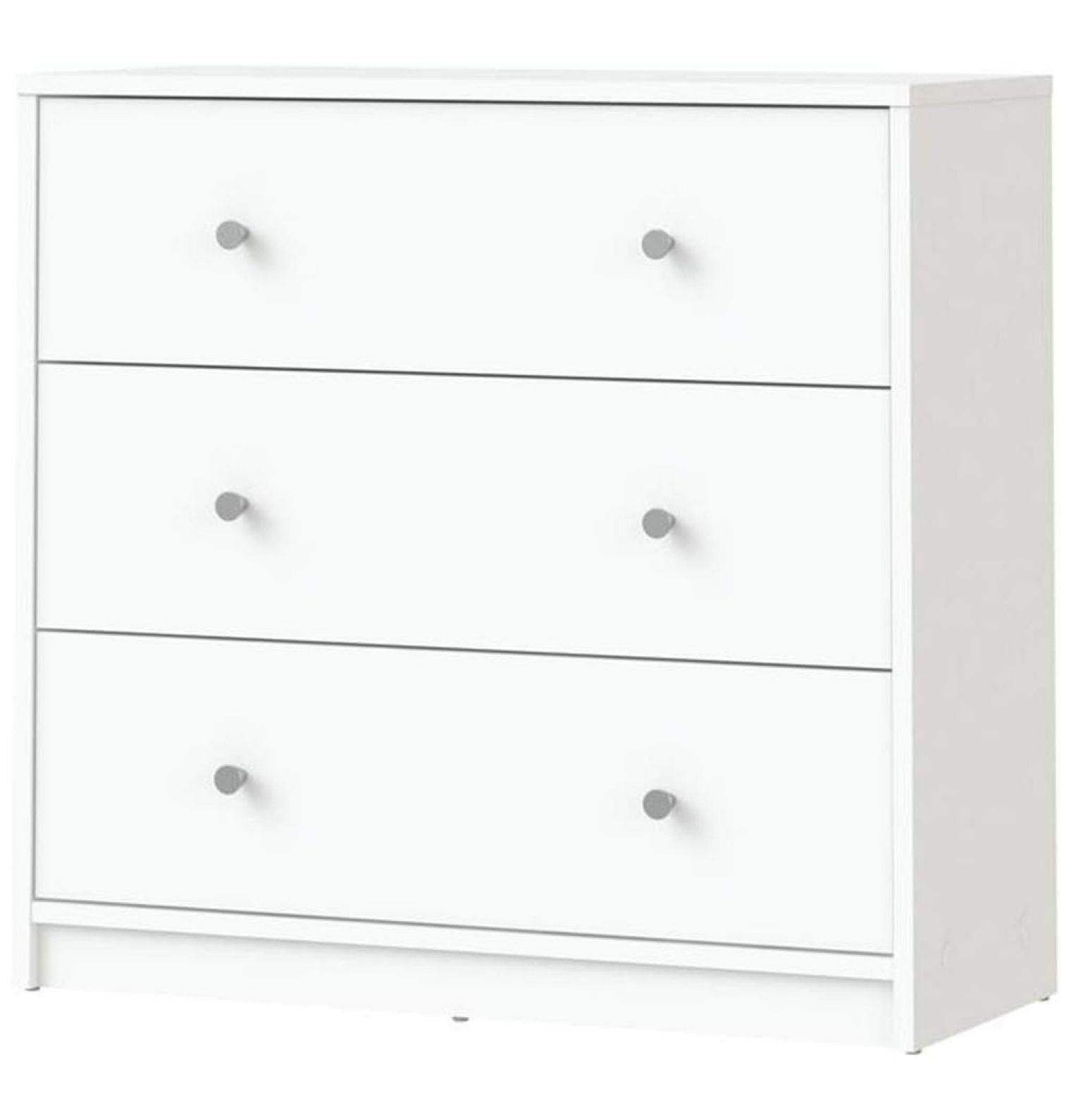 Wood Portland 3 Drawer Chest in White-Tvilum