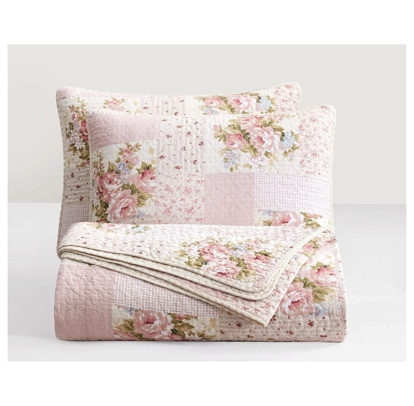 Chezmoi Collection Rosy Cotton Standard Patchwork Quilt Set