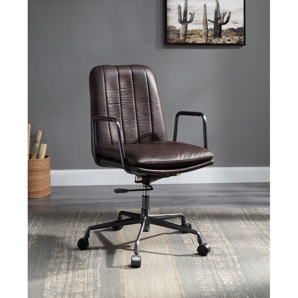 High-Back Mars Leather Executive Swivel Office Chair with Metal Accents