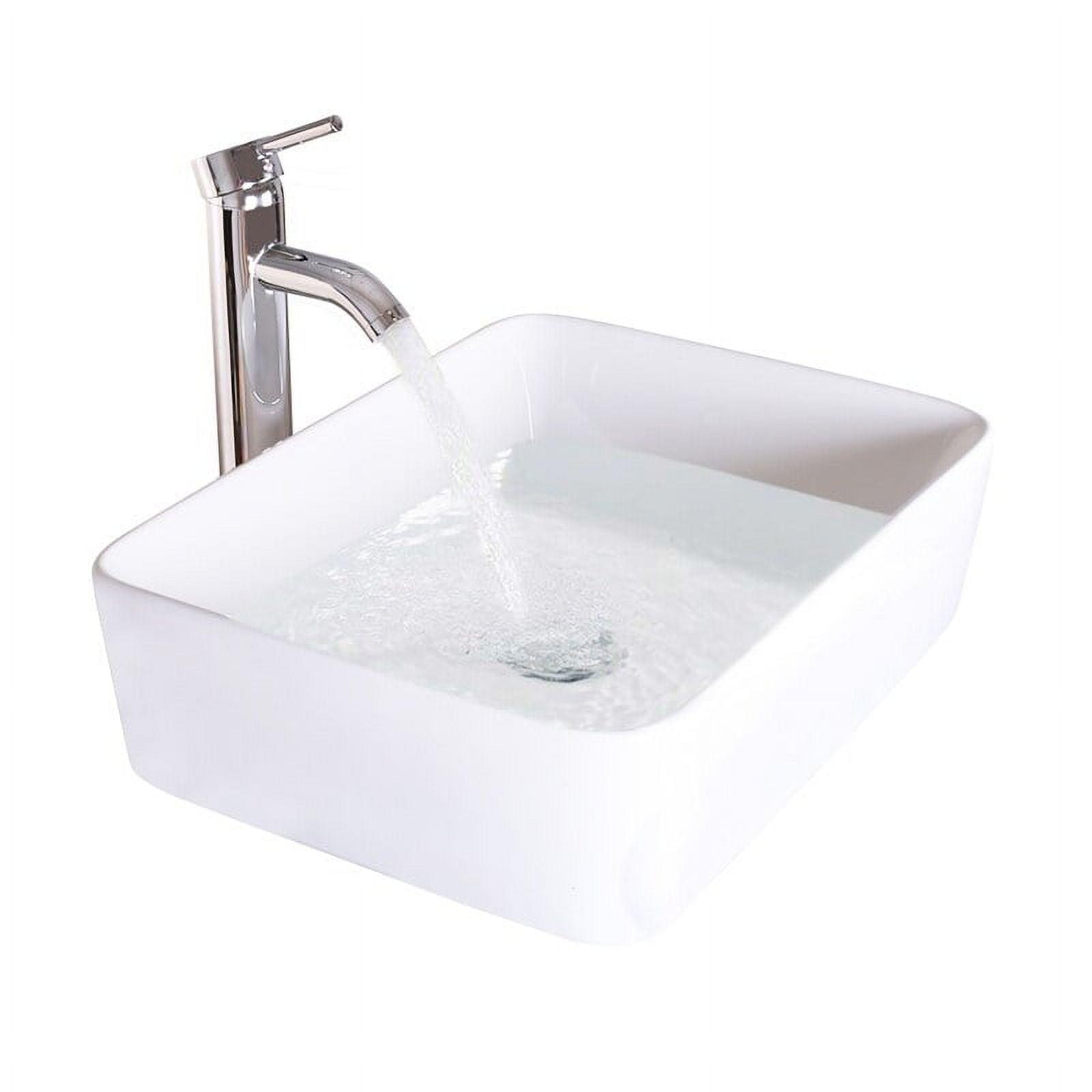 Eclife 18.9" Rectangular Ceramic Bathroom Sink Combo with Faucet 1.5 GPM and Pop up Drain Bathroom Bowl,White