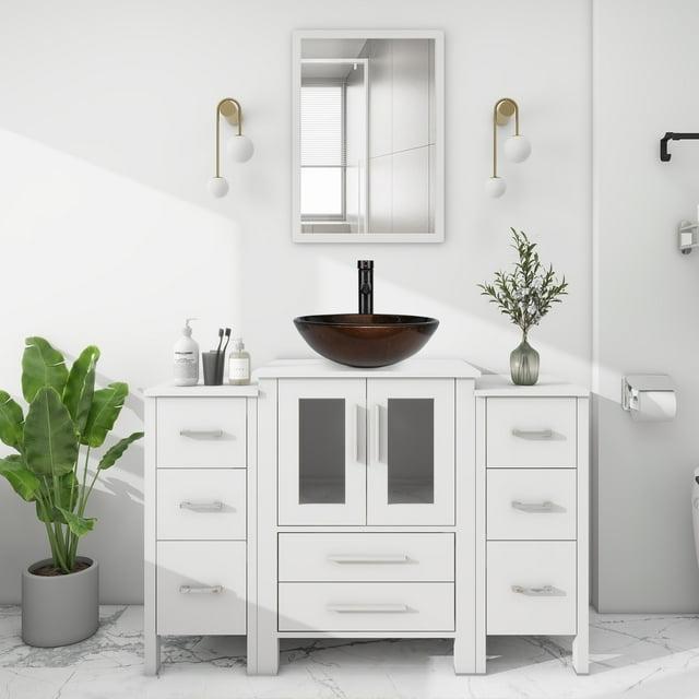 Eclife 48" Single Bathroom Vanity Set Sink Combo with Faucet, Pop up Drain