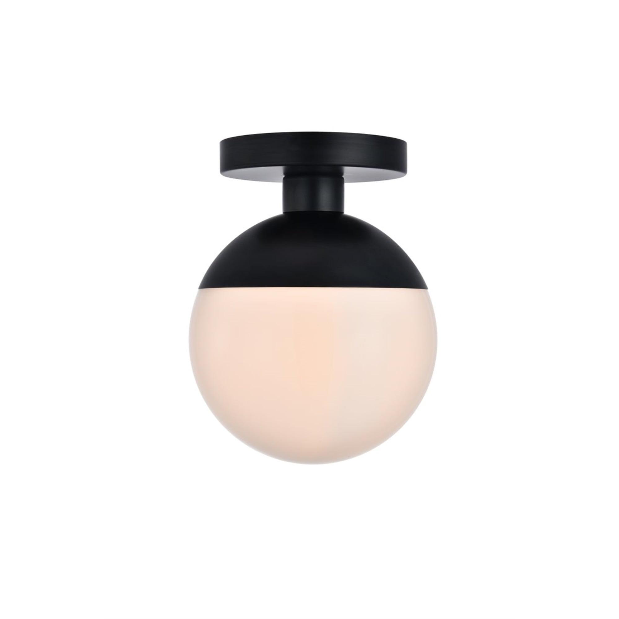 Eclipse 1 Light Black Flush Mount With Frosted White Glass