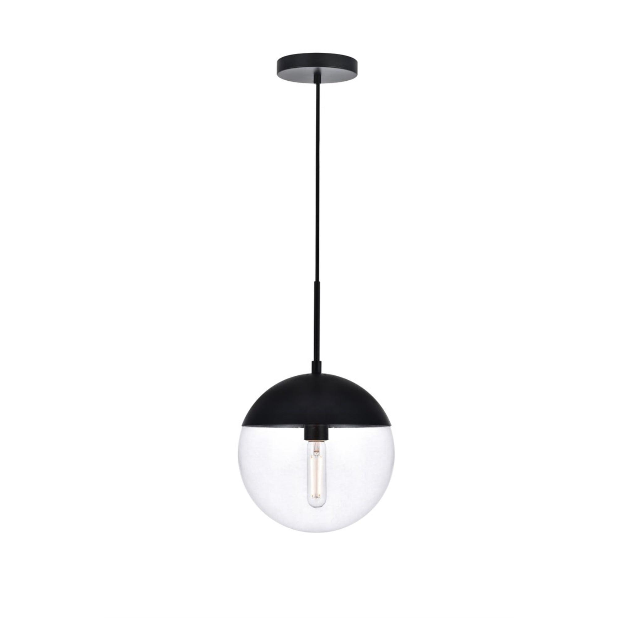 Elegant Lighting Eclipse 1 Light Black Pendant With Clear Glass