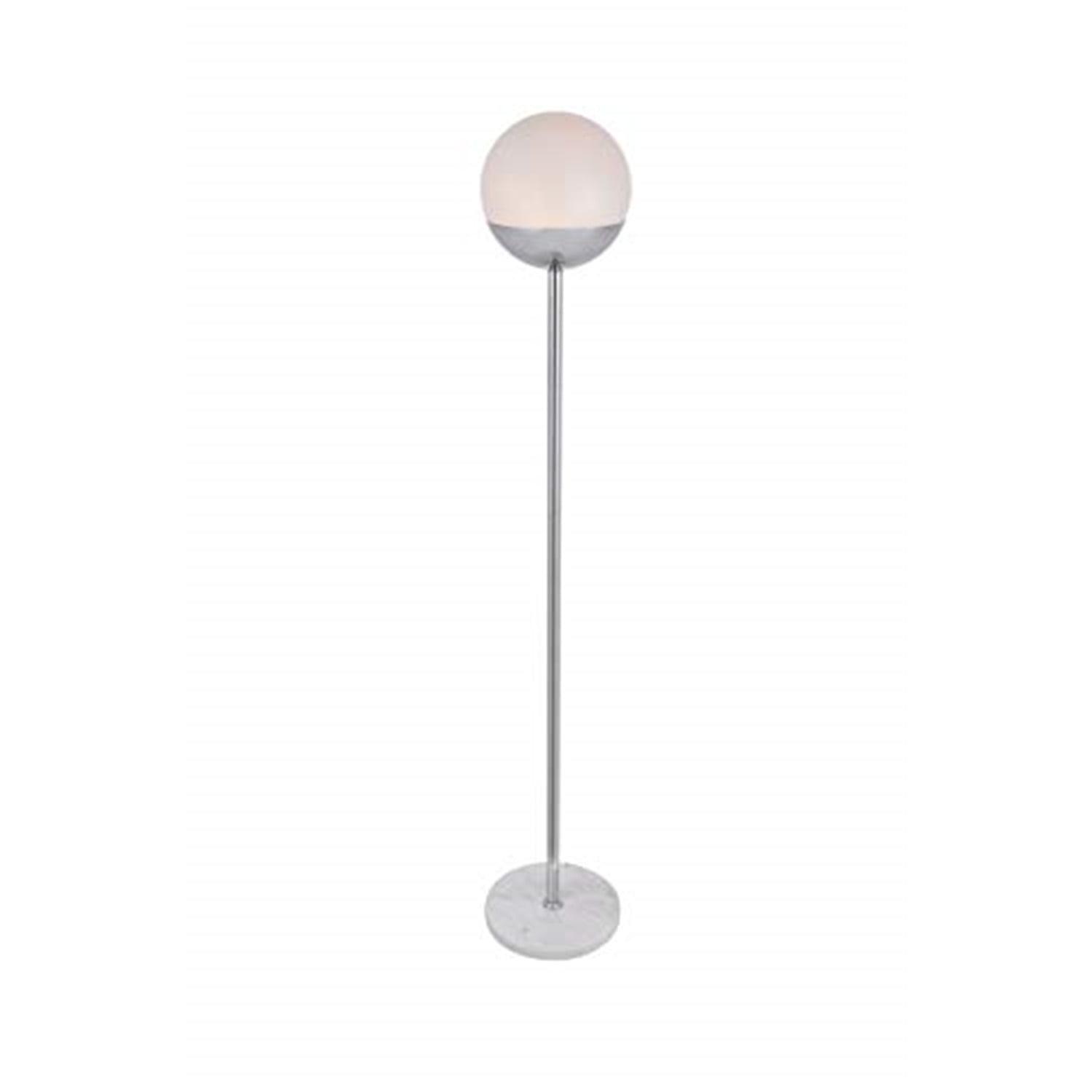 Elegant Lighting Eclipse 1 Light Chrome Floor Lamp With Frosted White Glass