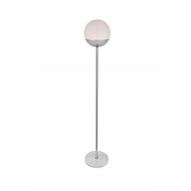 Elegant Lighting Eclipse 1 Light Chrome Floor Lamp With Frosted White Glass