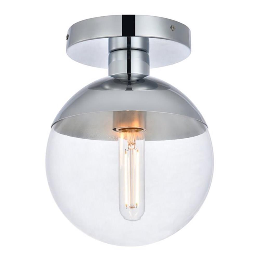 Eclipse 1 Light Chrome Flush Mount With Clear Glass