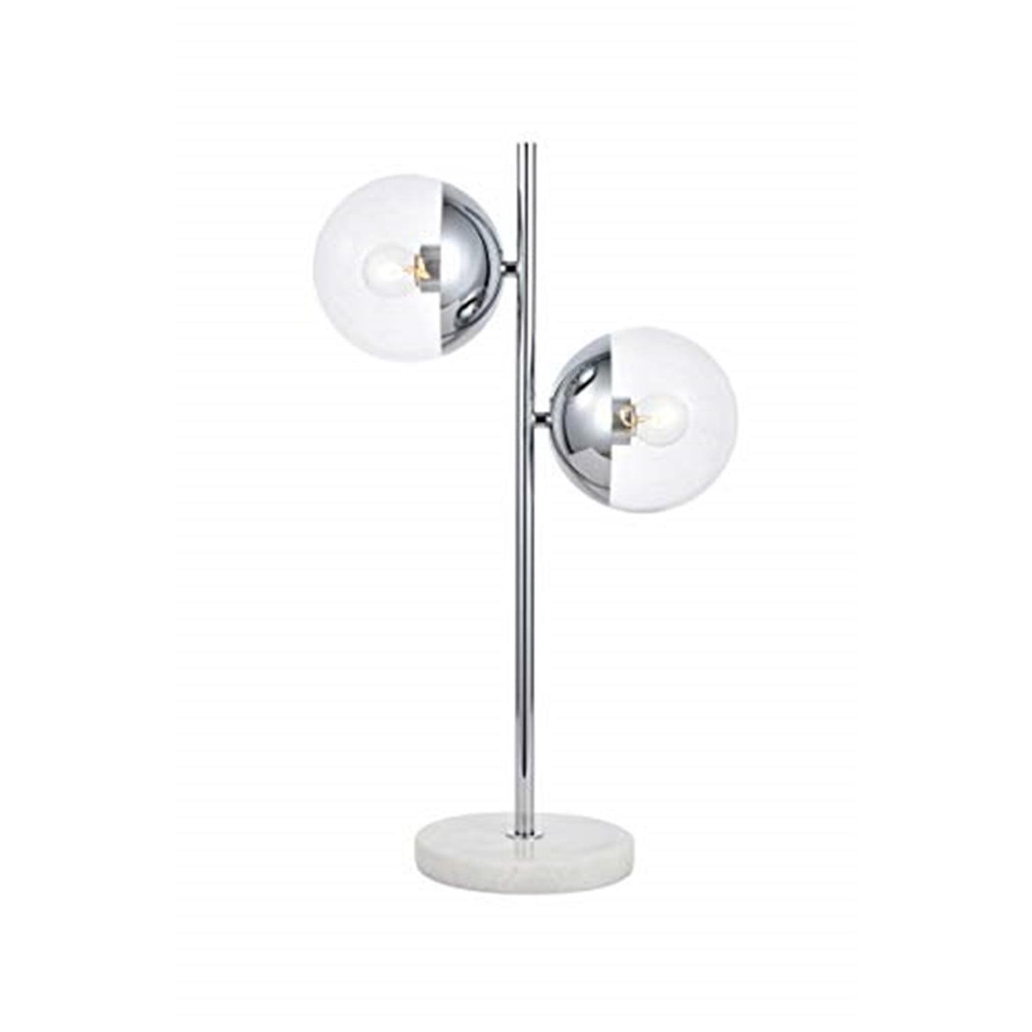 Eclipse Chrome Table Lamp with Clear Glass Shades