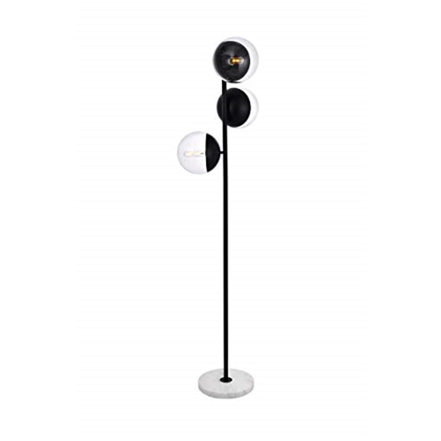 Eclipse Black Marble Base Floor Lamp with Clear Glass Shades