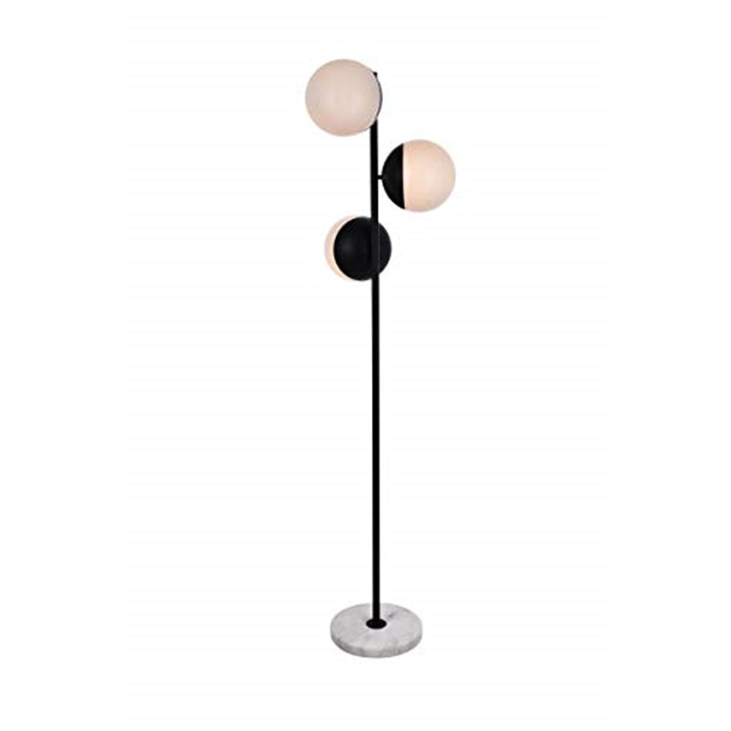 Eclipse Black and Frosted White 3-Light Floor Lamp