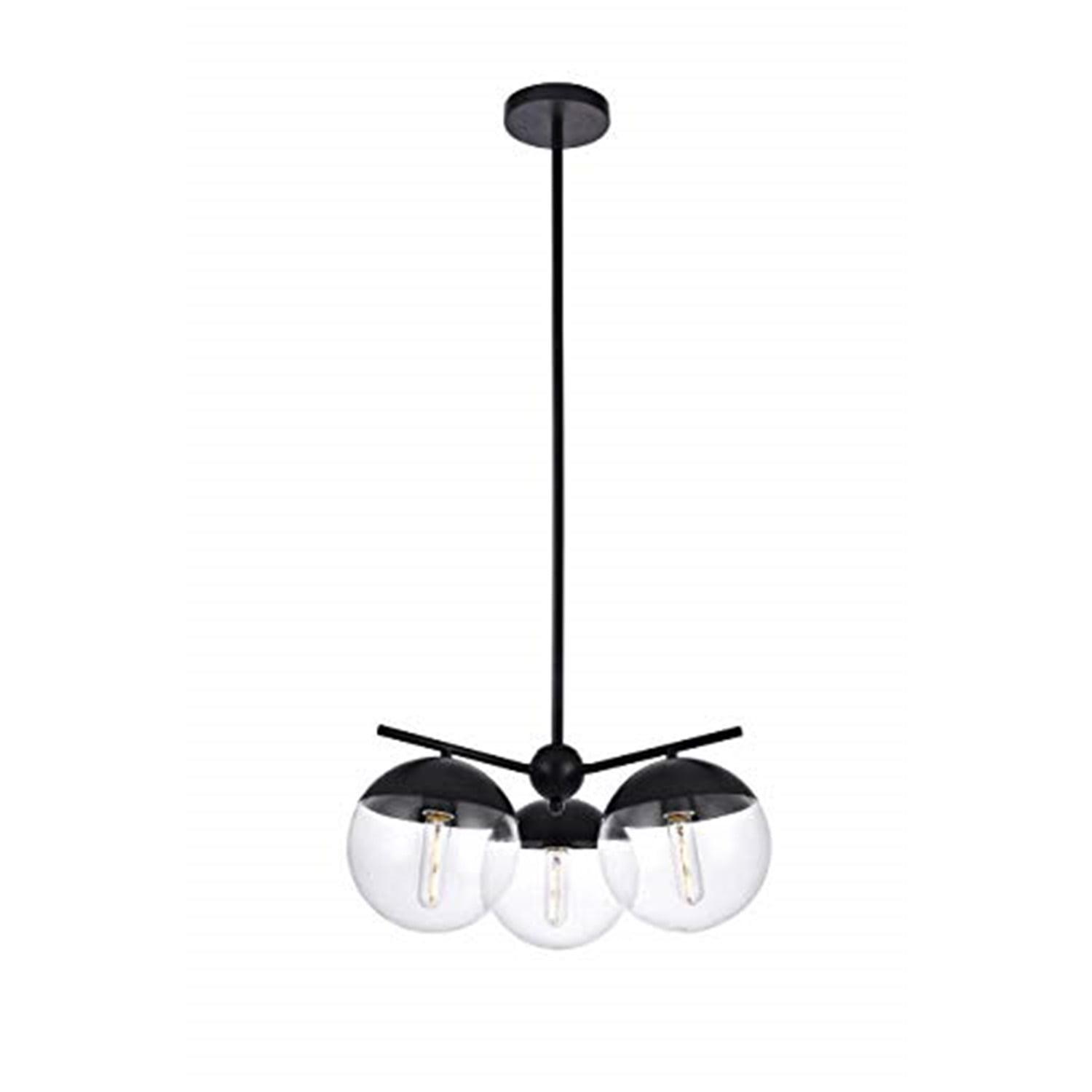 Eclipse Black and Clear Glass 3-Light Pendant