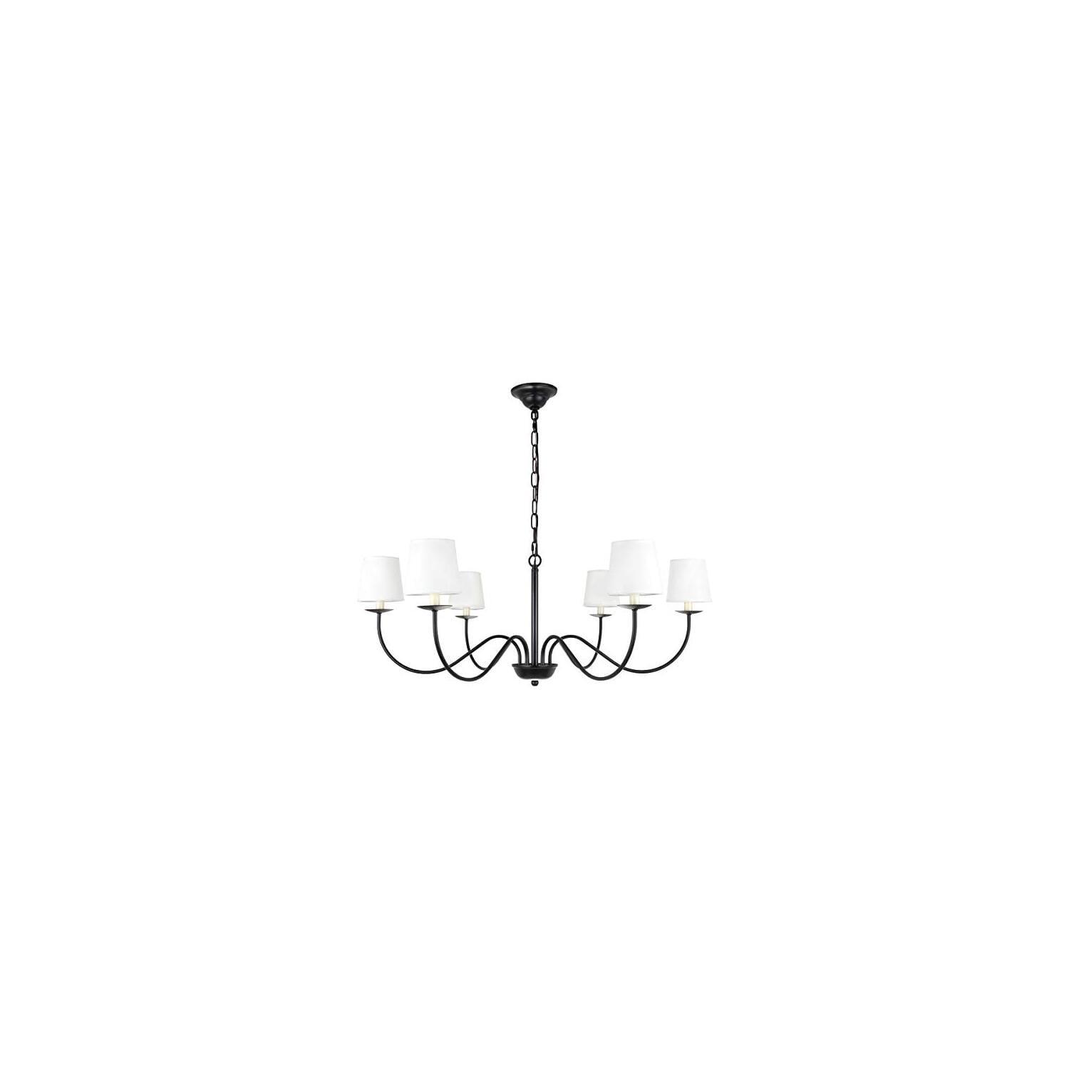 Eclipse 6 light Black and White shade chandelier