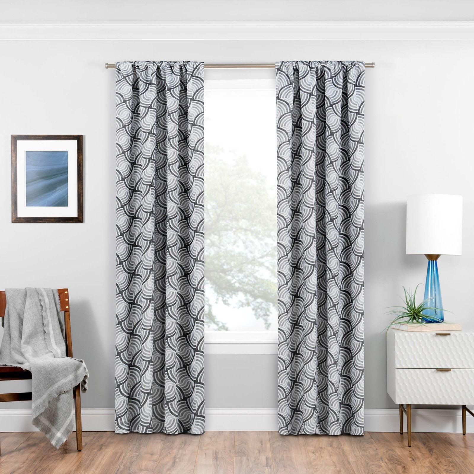 Gray Geometric Blackout Rod Pocket Curtain Panel