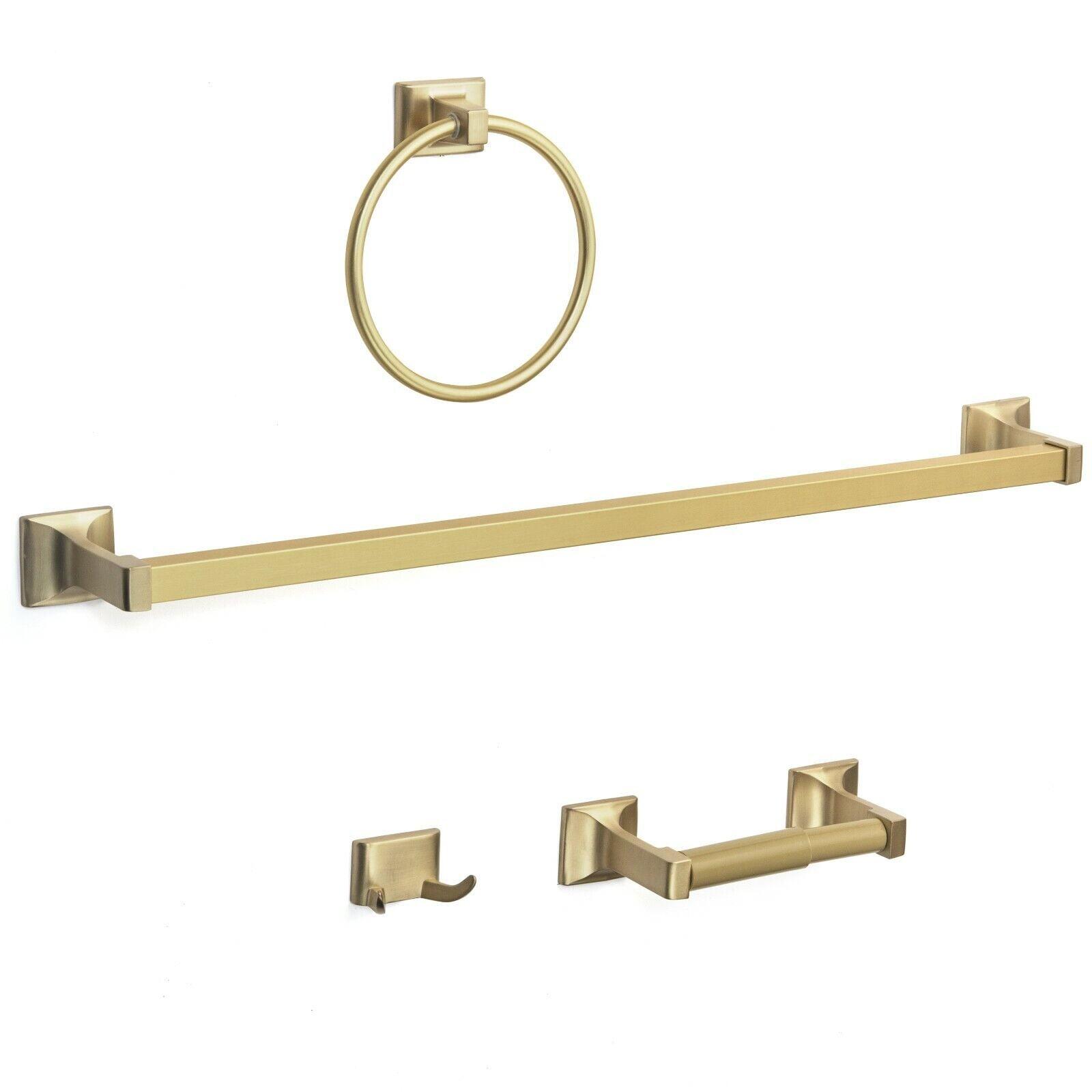 Eclipse Brushed Brass 4-Piece Bathroom Hardware Set