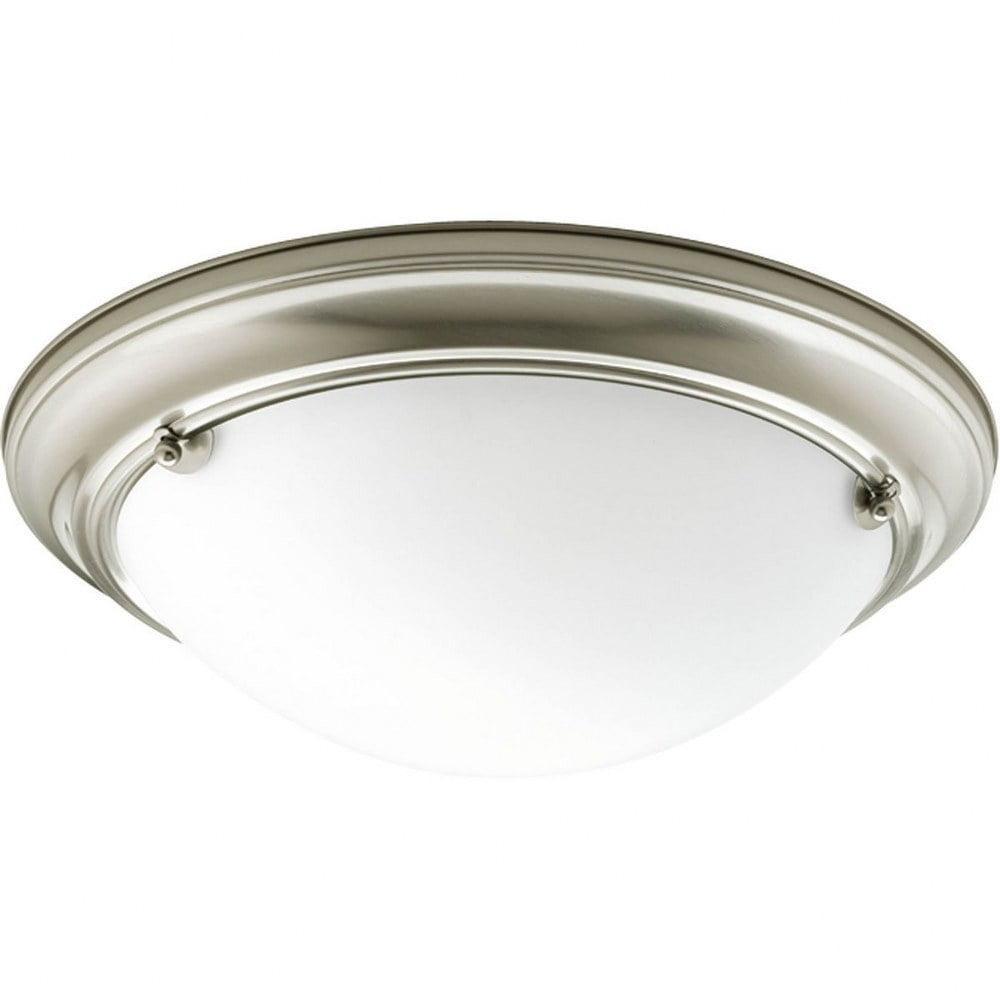 Eclipse Brushed Nickel Flush Mount Ceiling Light with Satin White Glass