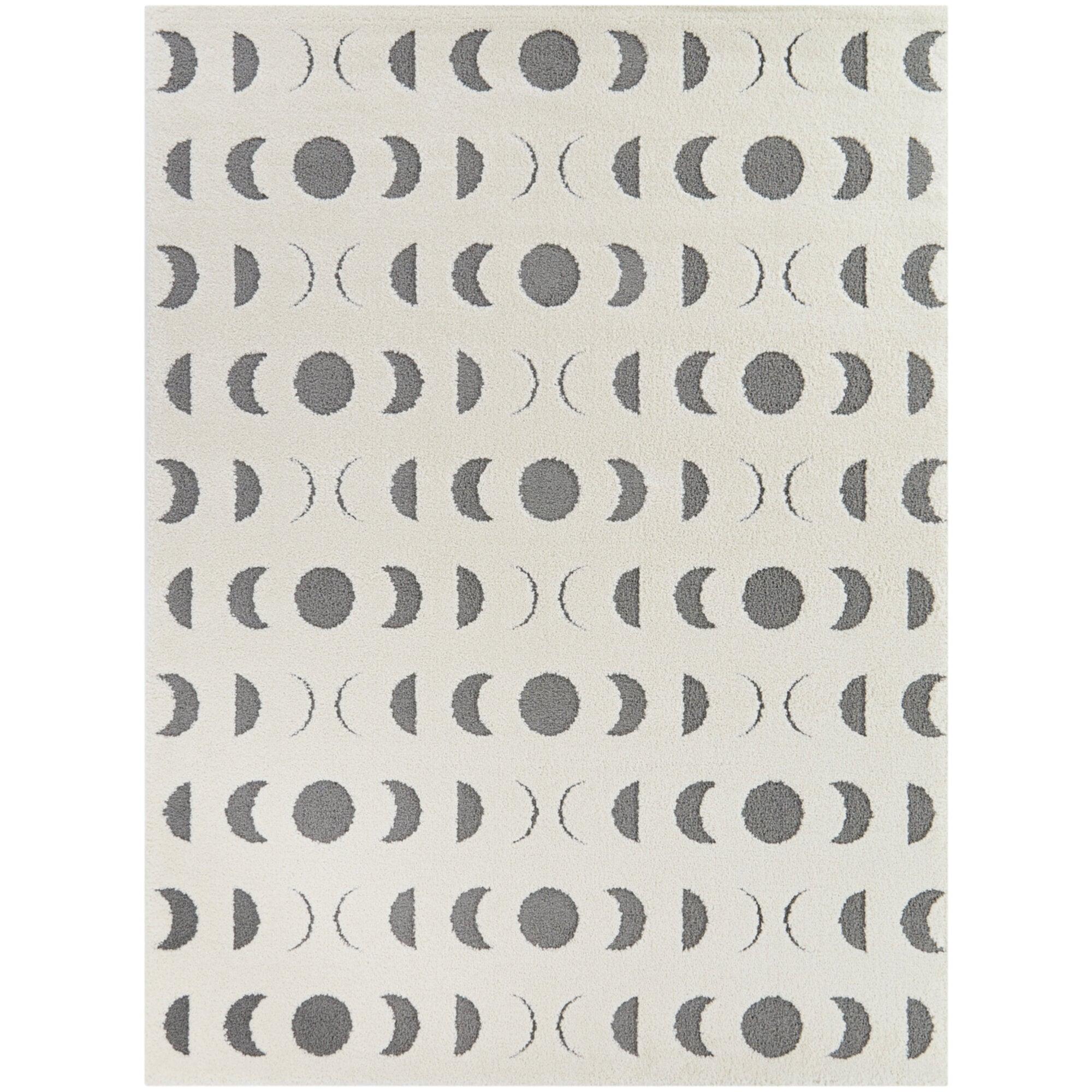 5'3"x7' Geometric Phases Contemporary Kids' Rug Off-White/Gray - Balta Rugs: Kids Bedroom & Playroom Area Rug