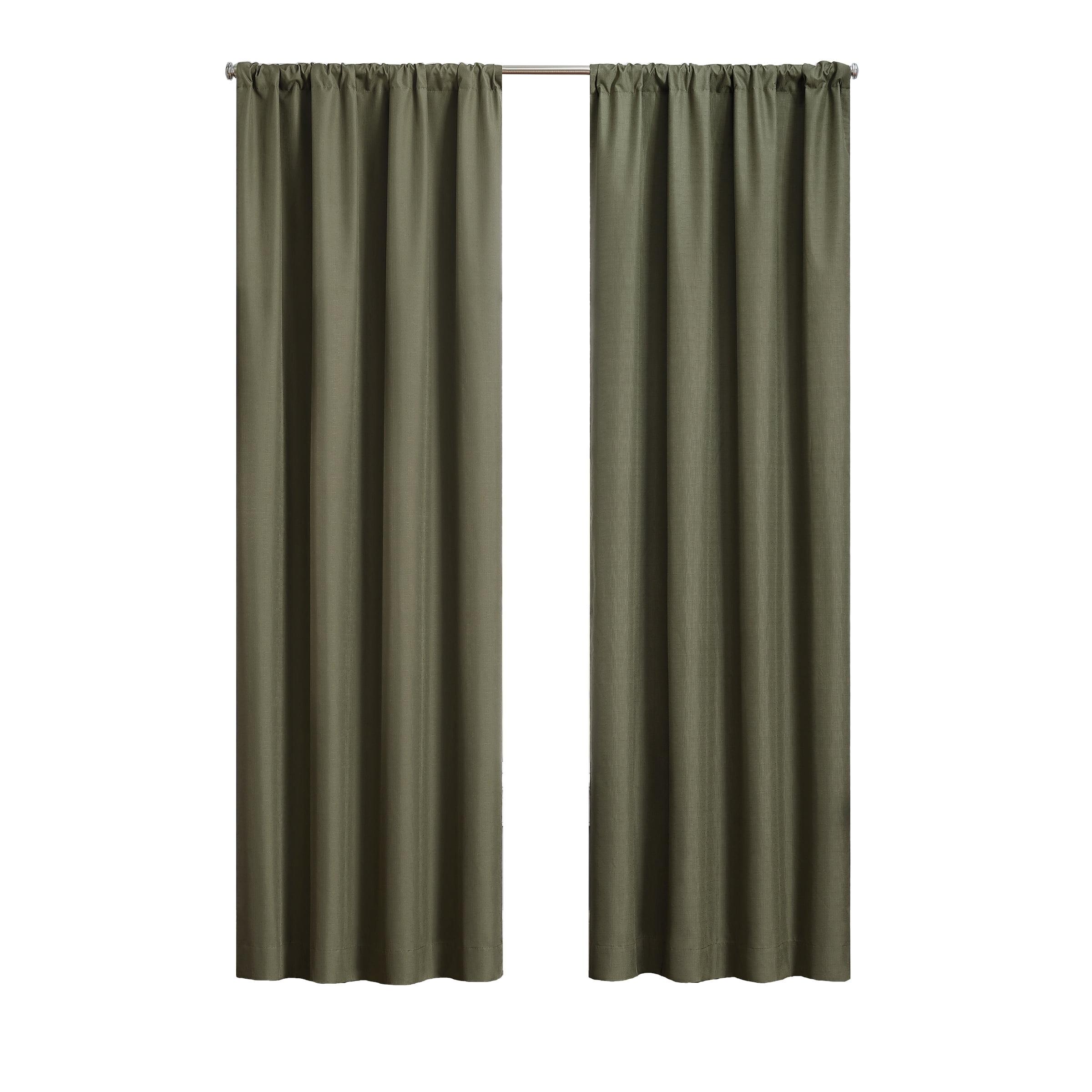 Artichoke Green Blackout Polyester Rod Pocket Curtains