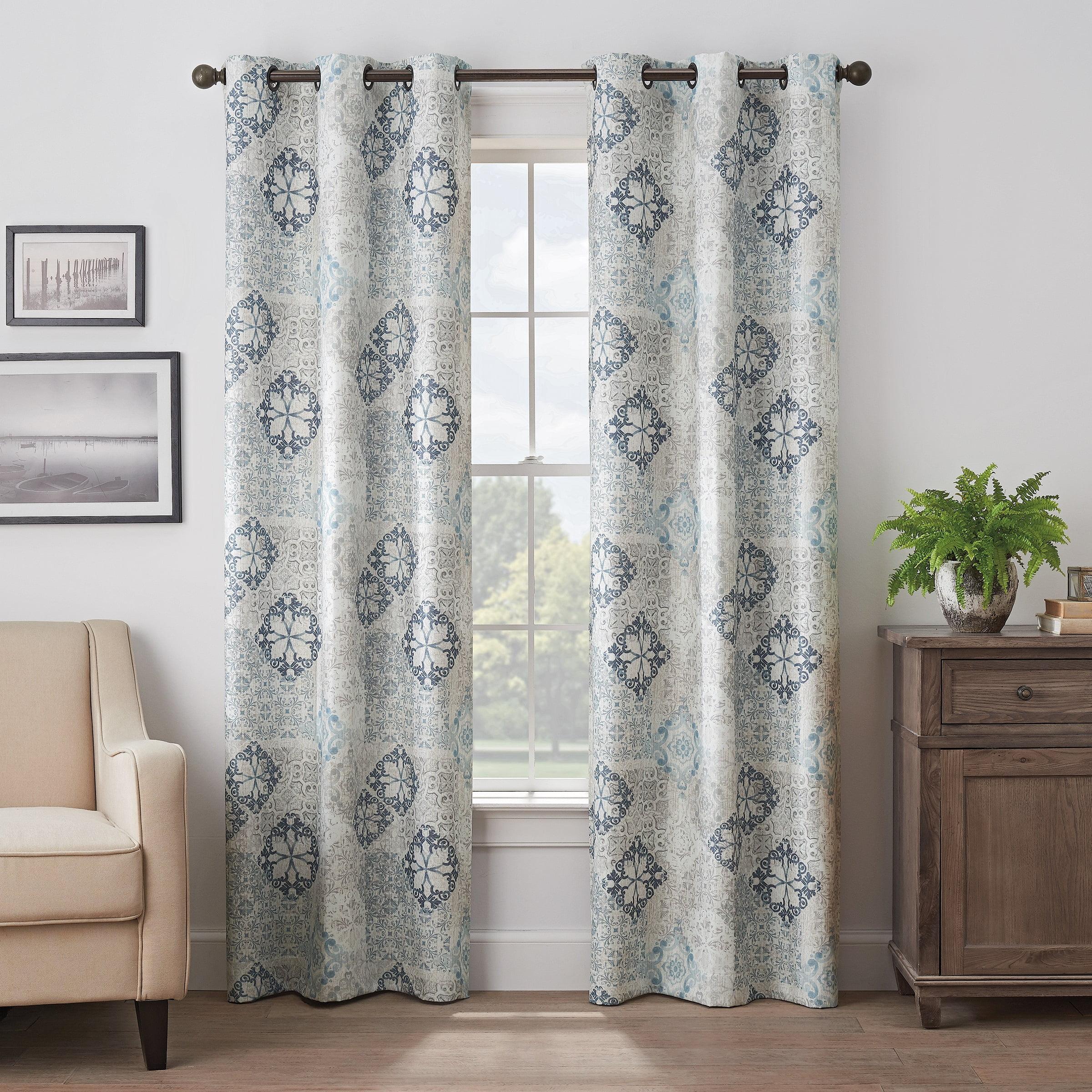 Blue Polyester Blackout Grommet Drapes 40 x 108