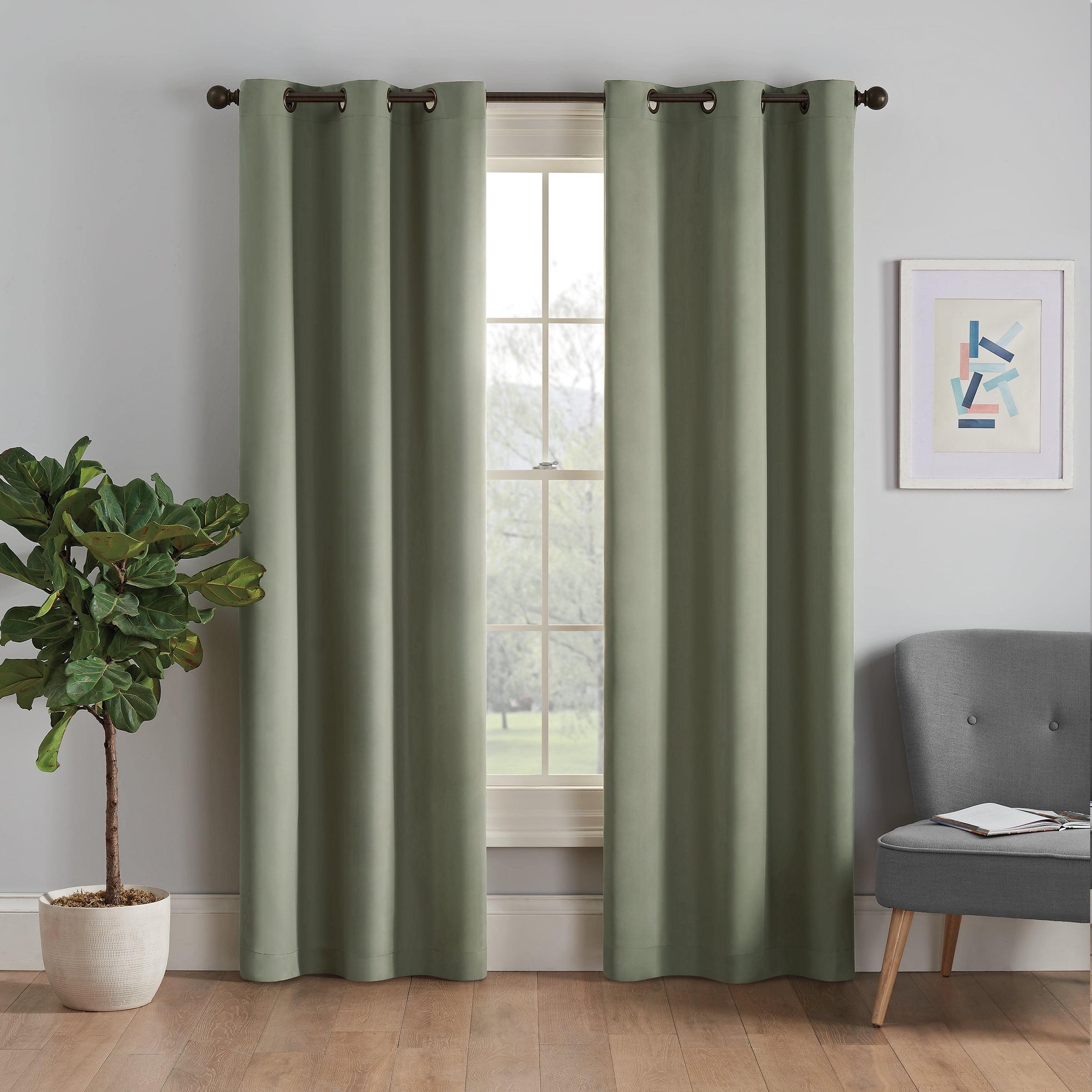 Eclipse Microfiber Blackout Grommet Curtains, Solid Thermaback Window Curtains