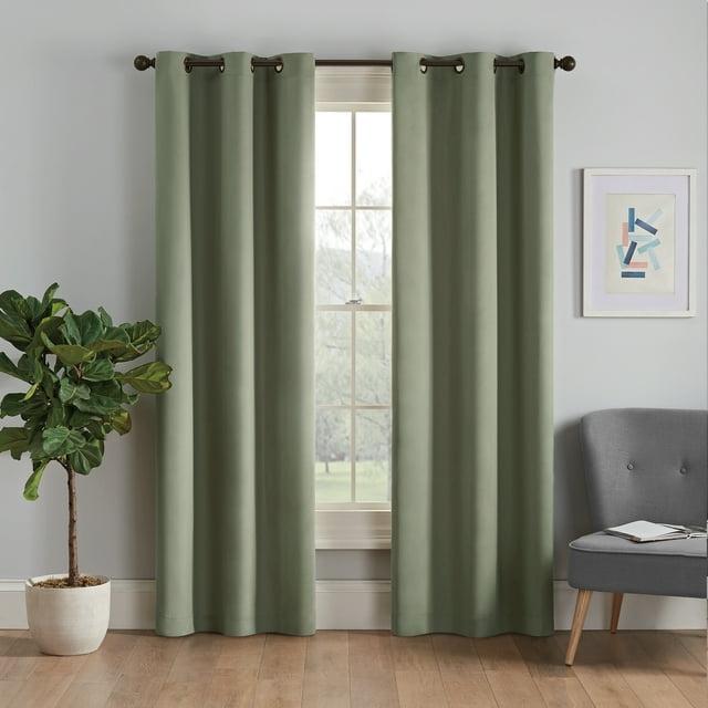 Eclipse Microfiber Blackout Grommet Curtains, Solid Thermaback Window Curtains