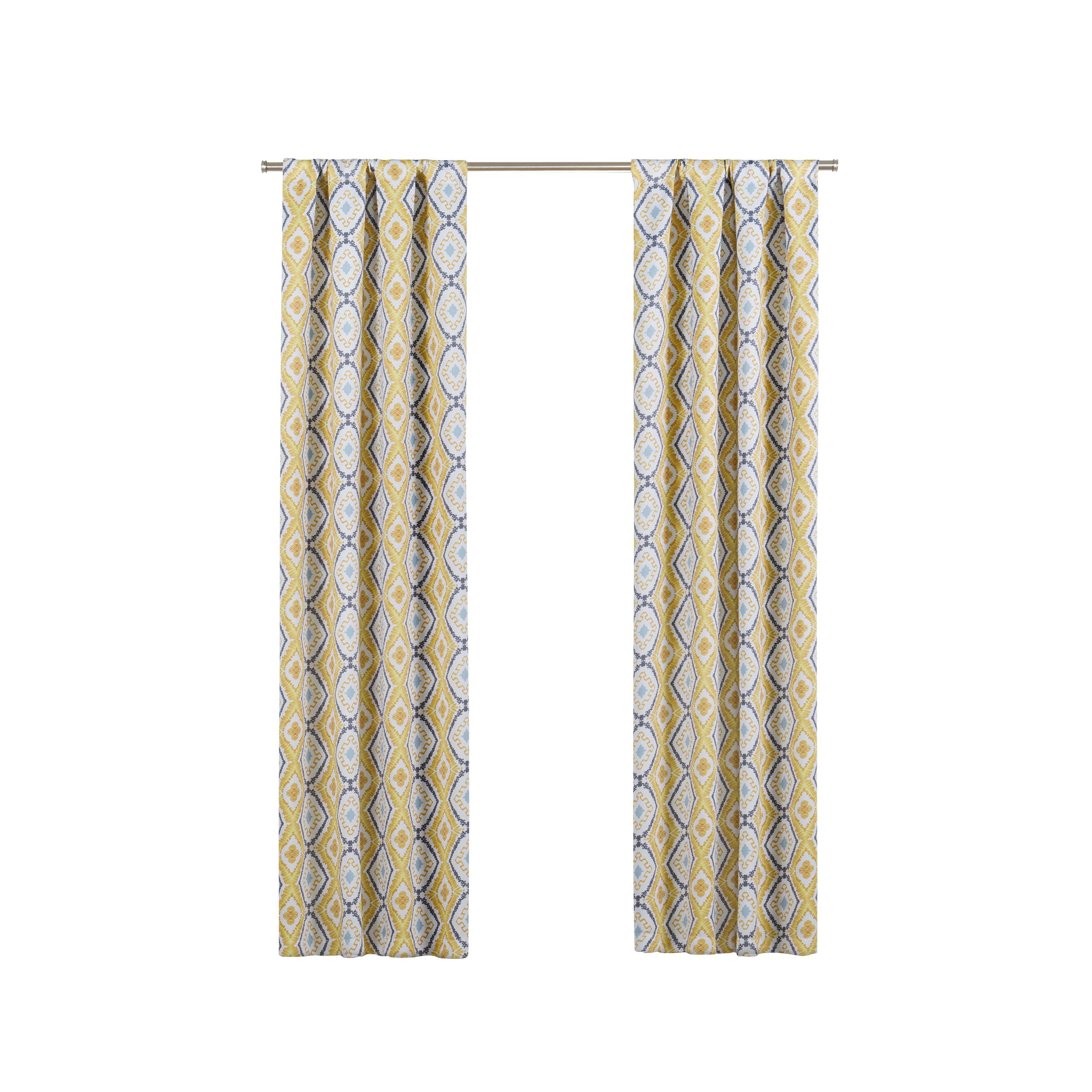 Gold Bohemian Ikat Blackout Polyester Rod Pocket Curtains