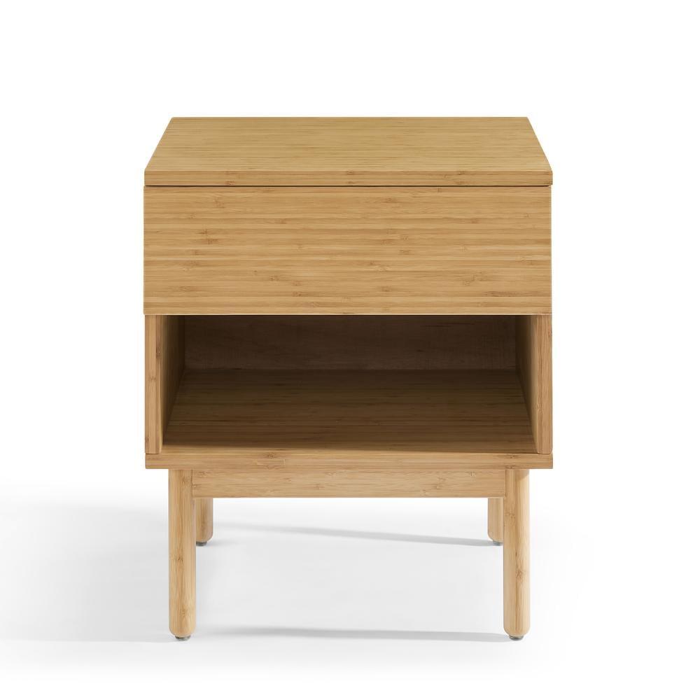 Caramelized Bamboo 1-Drawer Nightstand with Open Shelf