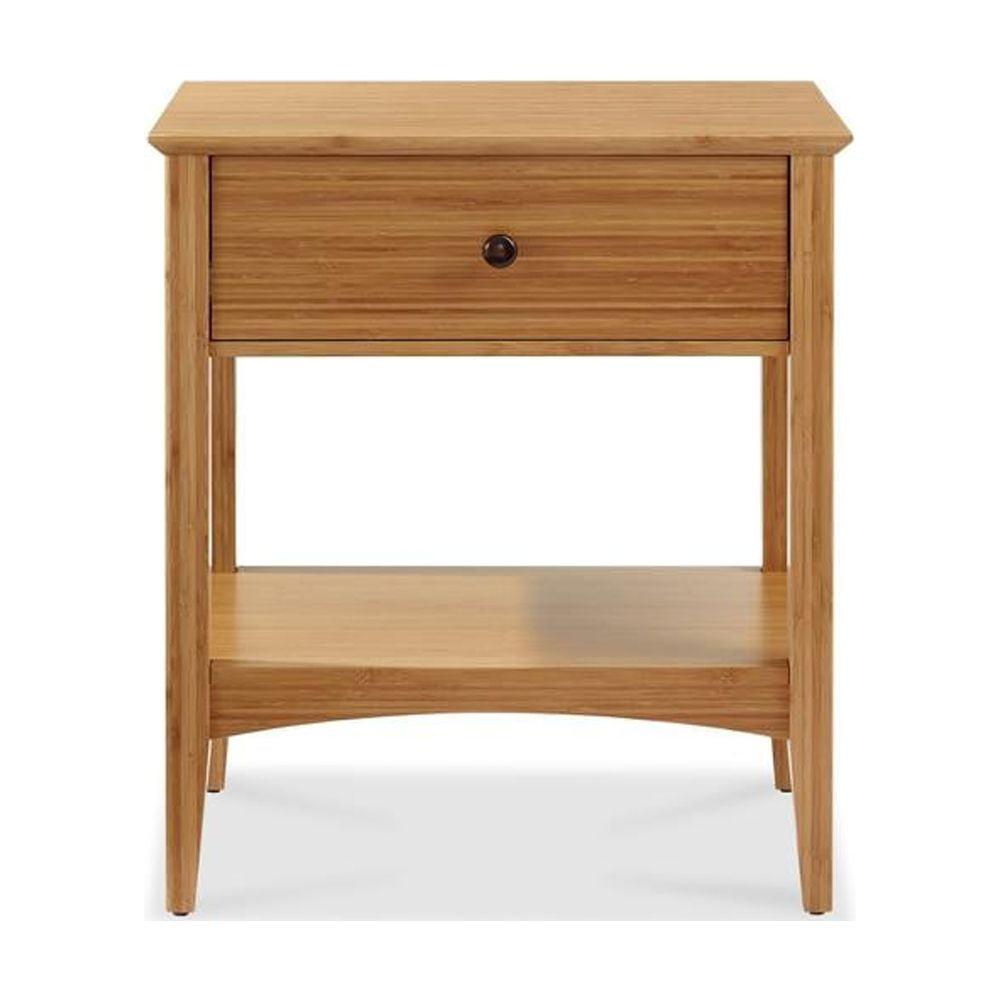 Caramelized Bamboo 1-Drawer Nightstand with Beveled Edges