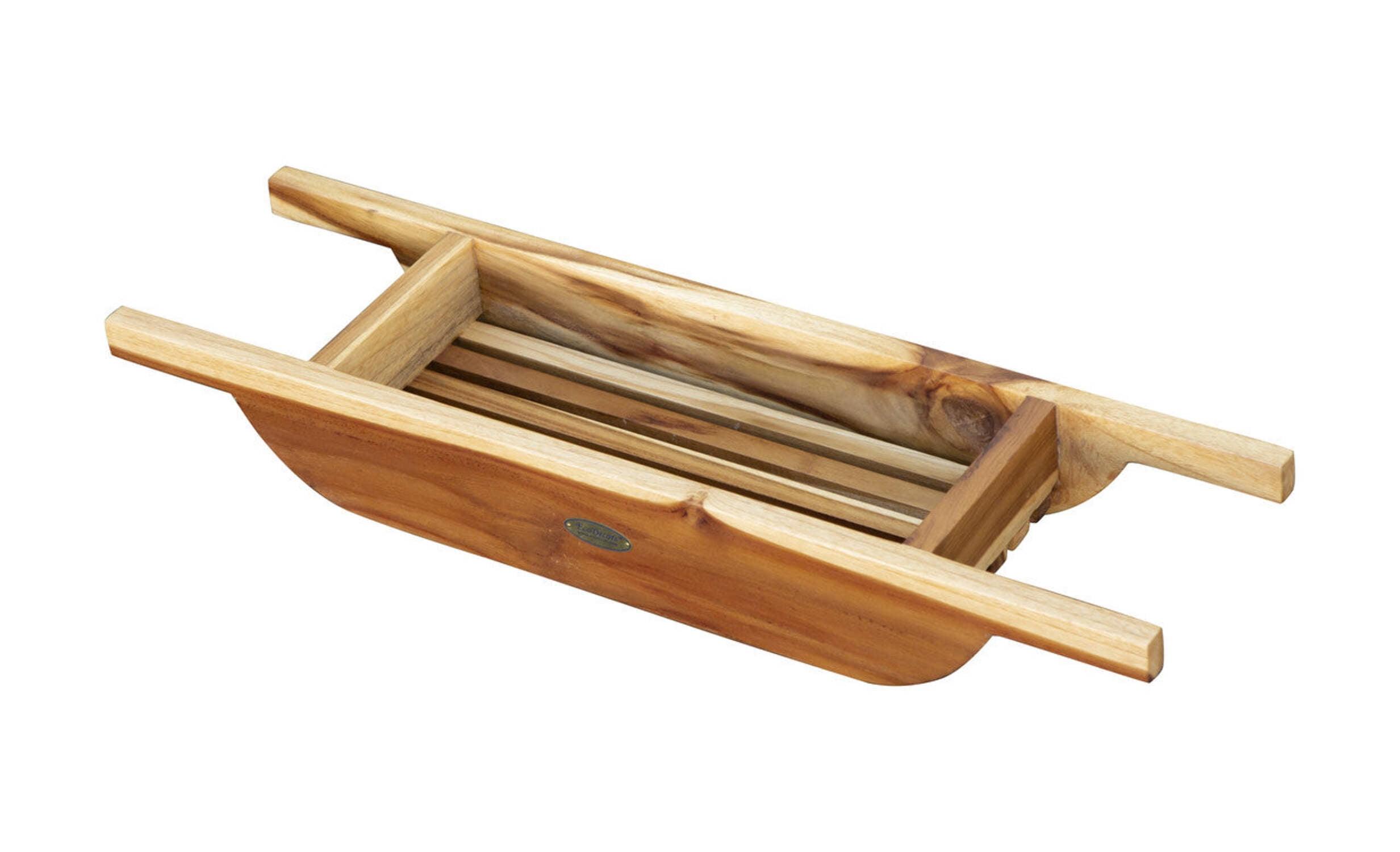 EcoDecors 29" Teak Wood Bath Caddy in EarthyTeak Finish