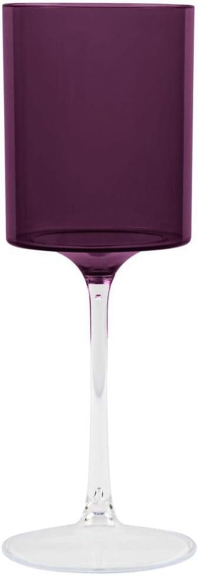 EcoQuality Purple Plastic Wine Glasses with Clear Stem - 9 oz Wine Glass, Disposable Shatterproof Wine Goblets, Reusable, Elegant Drink Cup Tumbler, Weddings, Party, Dinner, Baby Showers (20)