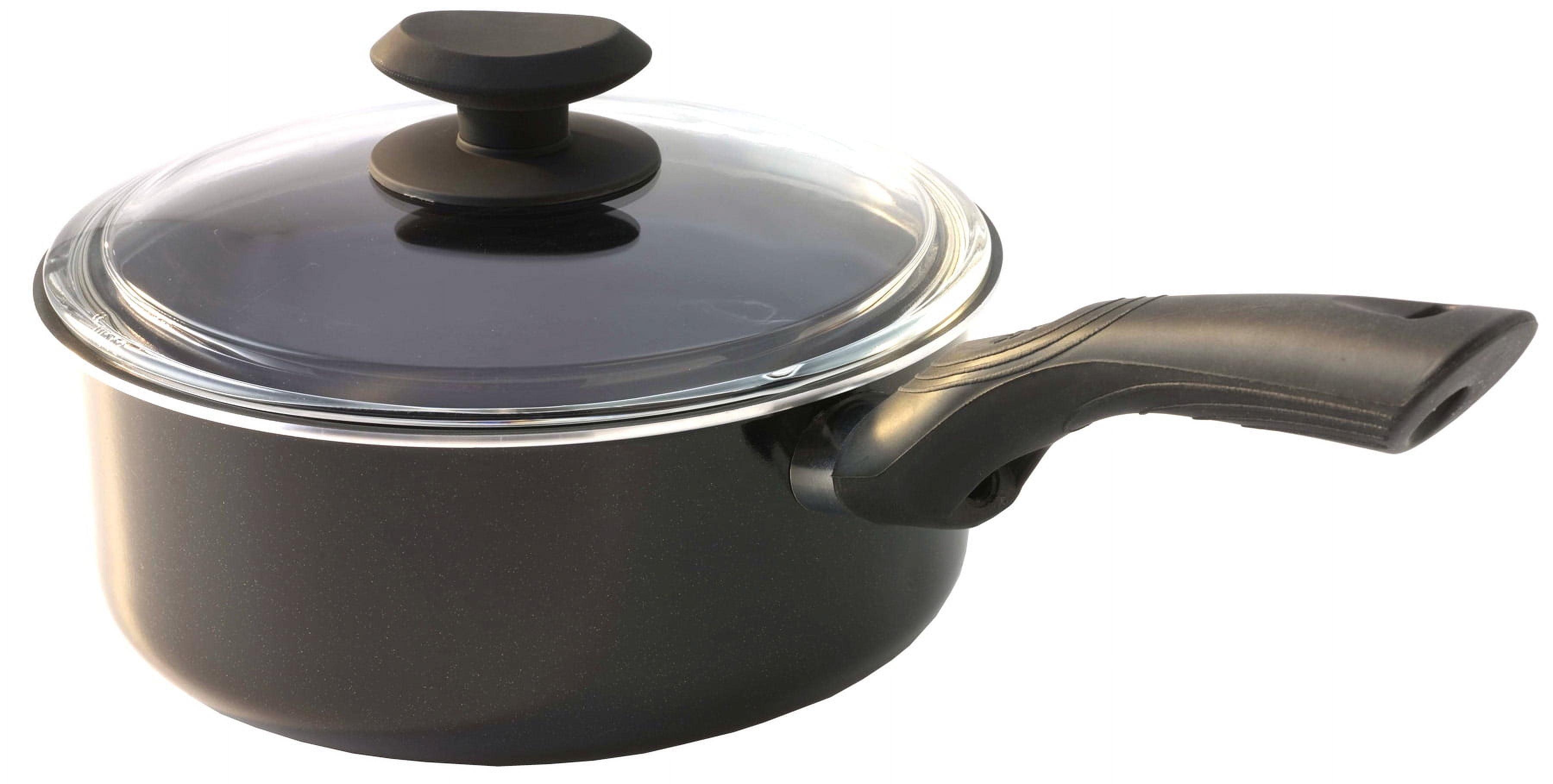 Black Aluminum Non-Stick 2-Quart Saucepan with Glass Lid