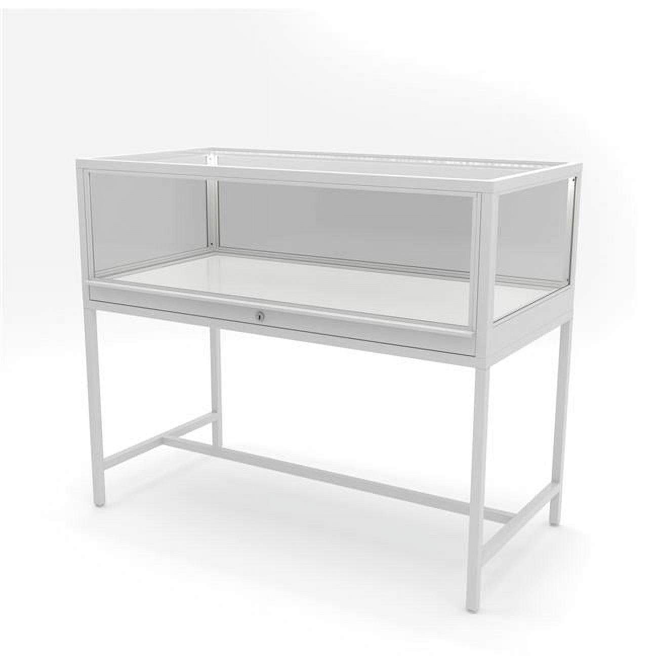 48" Satin Chrome Glass Display Cabinet with LED Light